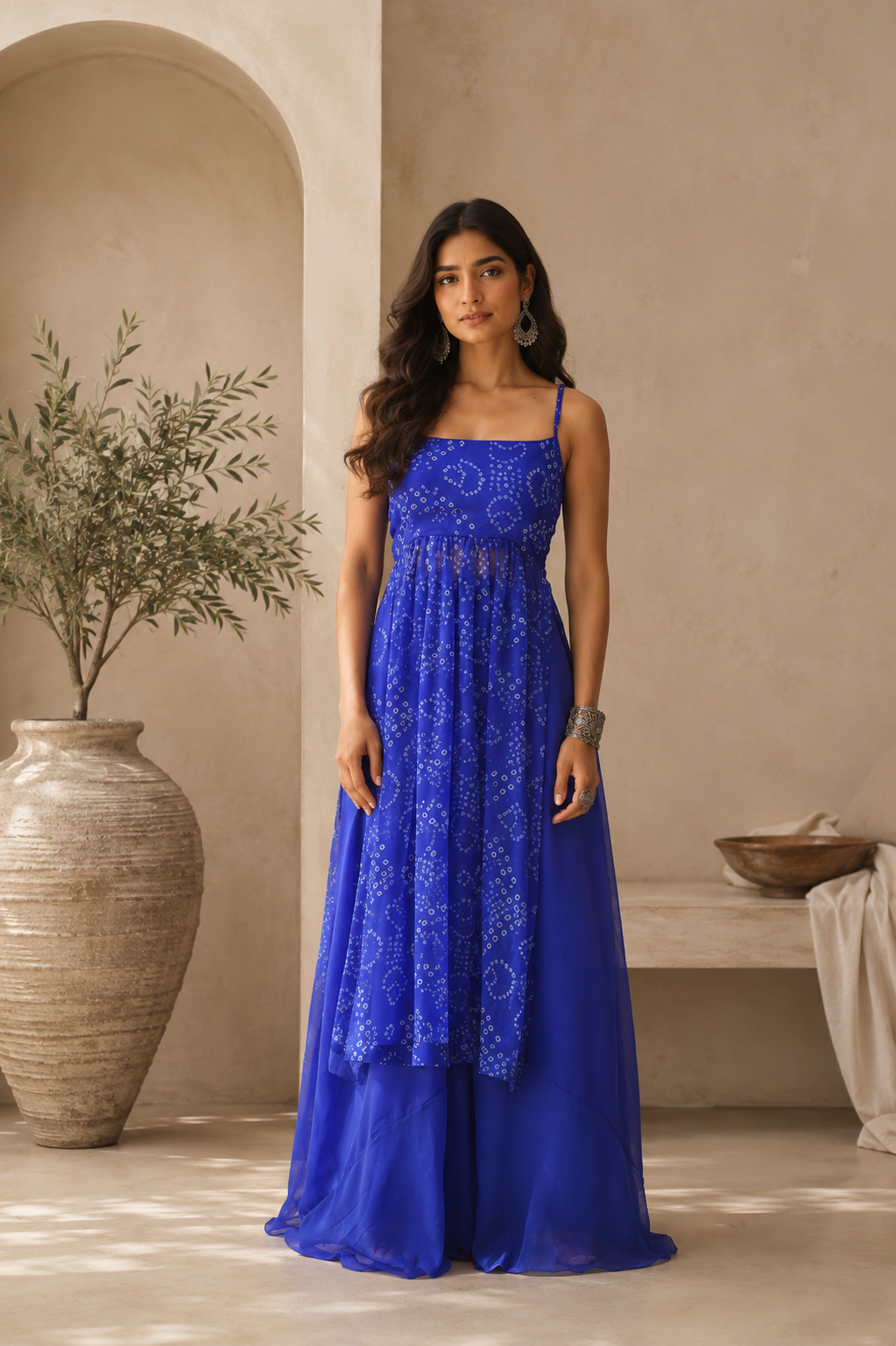 AVIKA BLUE BANDHANI KURTA SET