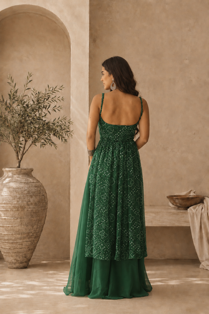 AVIKA GREEN BANDHANI KURTA SET