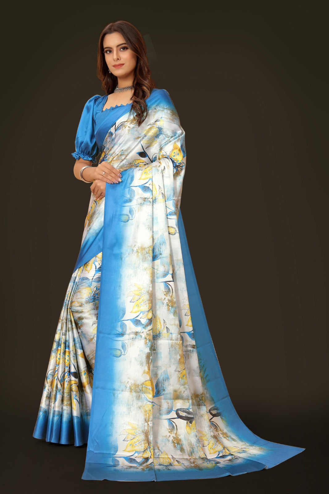 Printed Satin silk saree