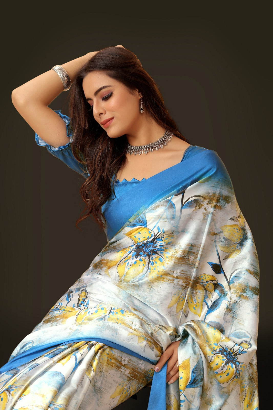 Printed Satin silk saree
