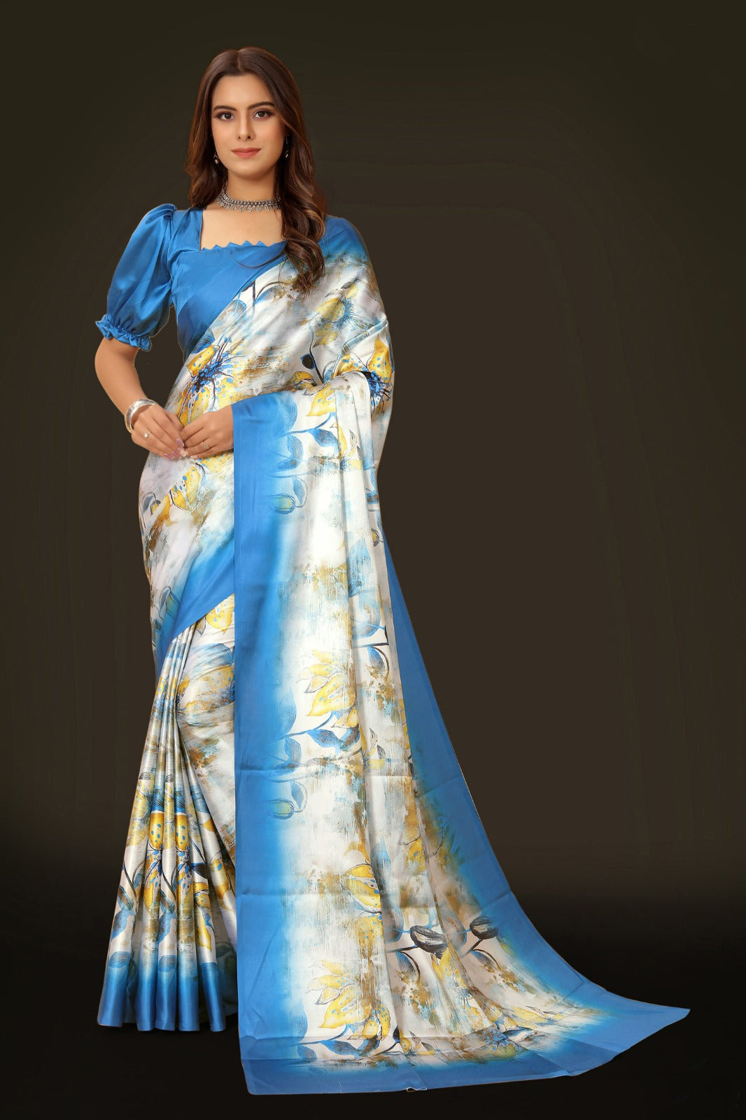 Printed Satin silk saree