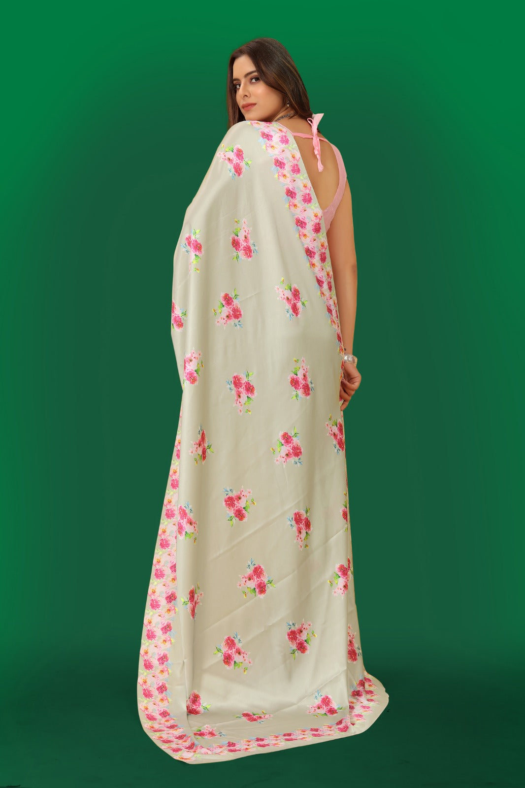 Multi colour Satin printed Saree