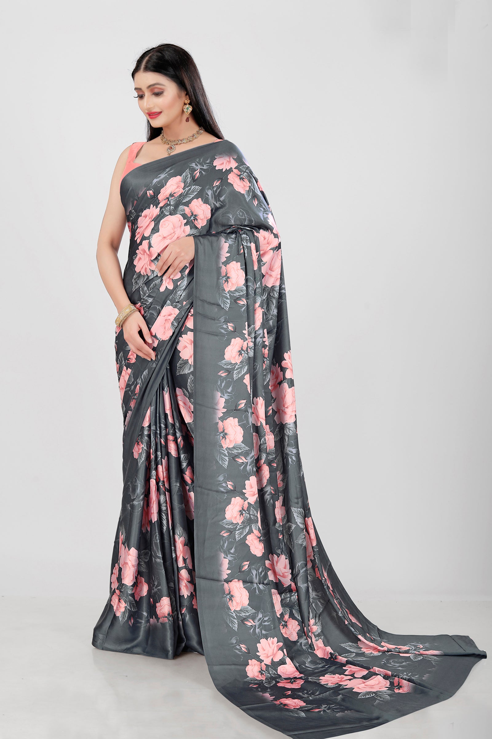 Elegant Satin Saree with Heavy Digital Print