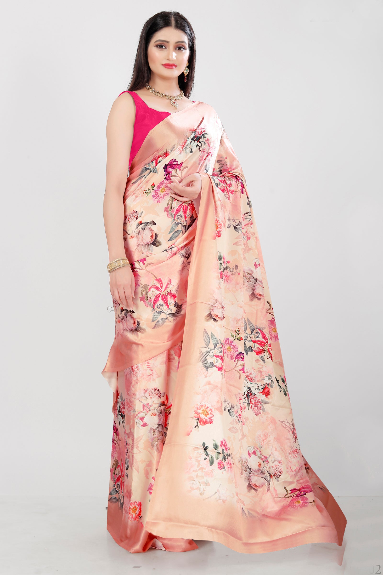 Luxurious Satin Saree with Exquisite Heavy Digital Print