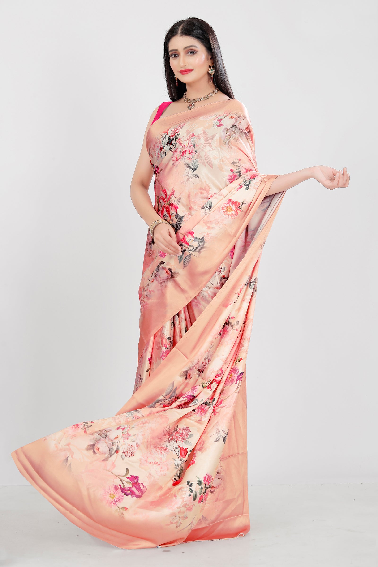 Luxurious Satin Saree with Exquisite Heavy Digital Print