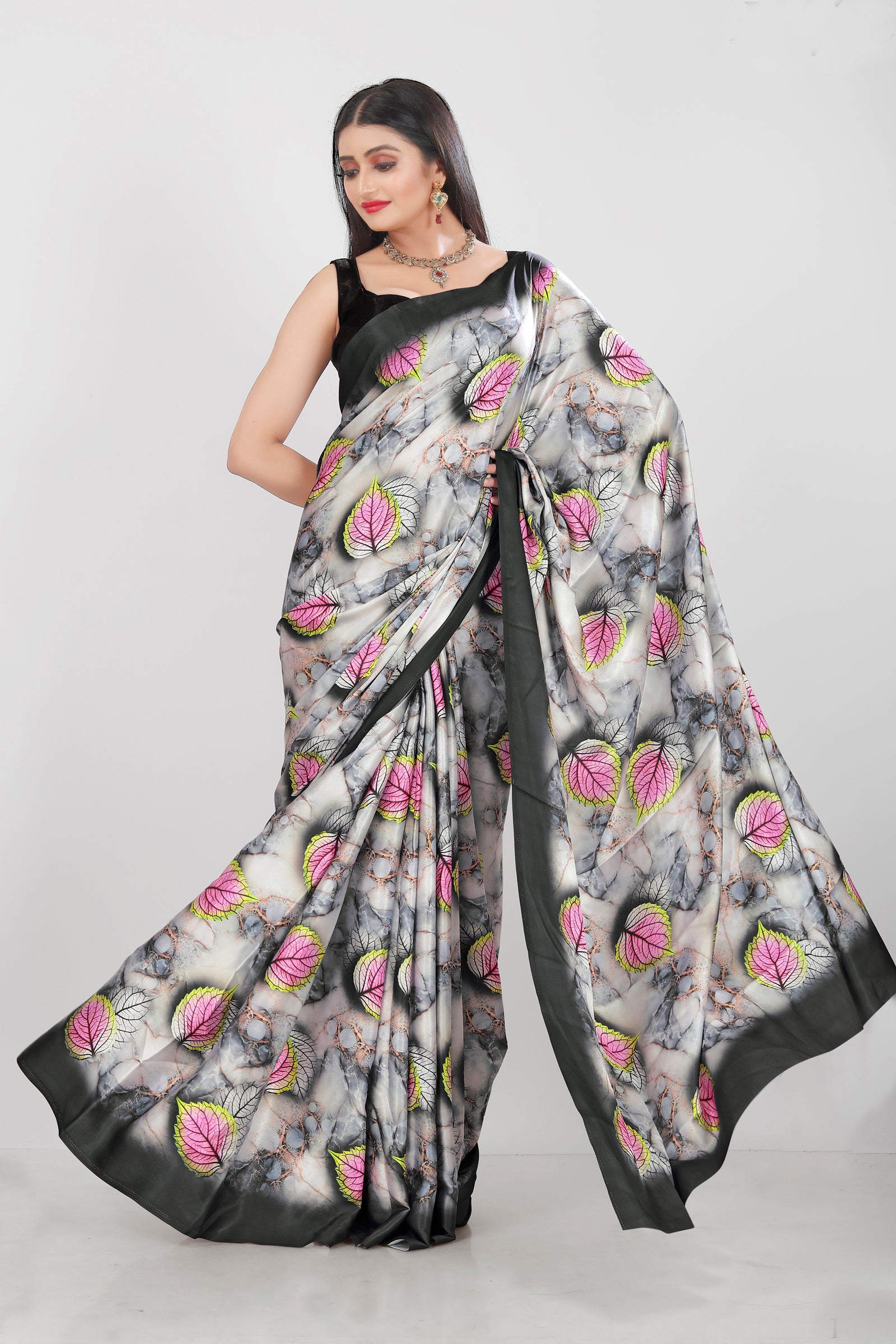 Elegant Satin Saree with Heavy Digital Print