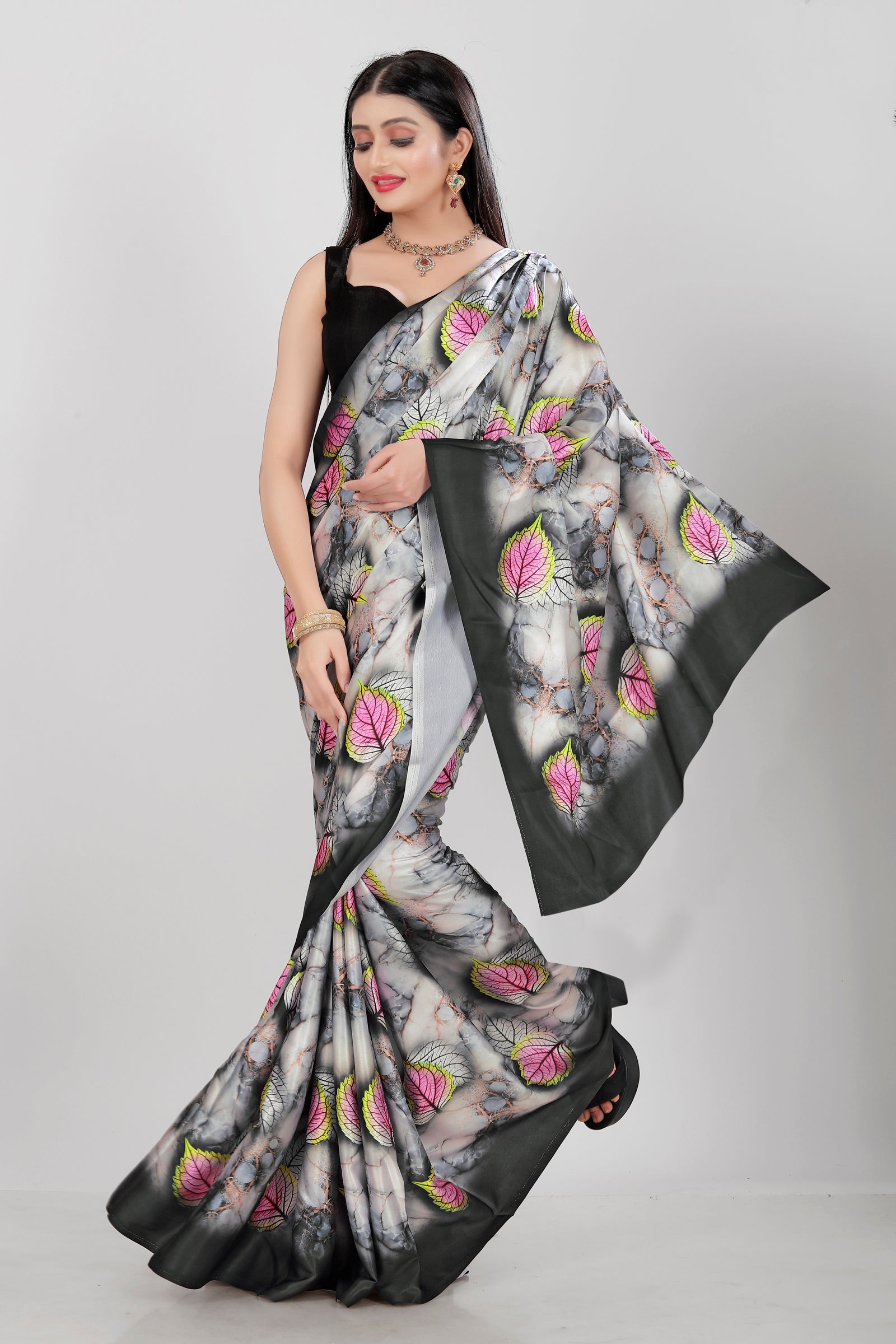 Elegant Satin Saree with Heavy Digital Print