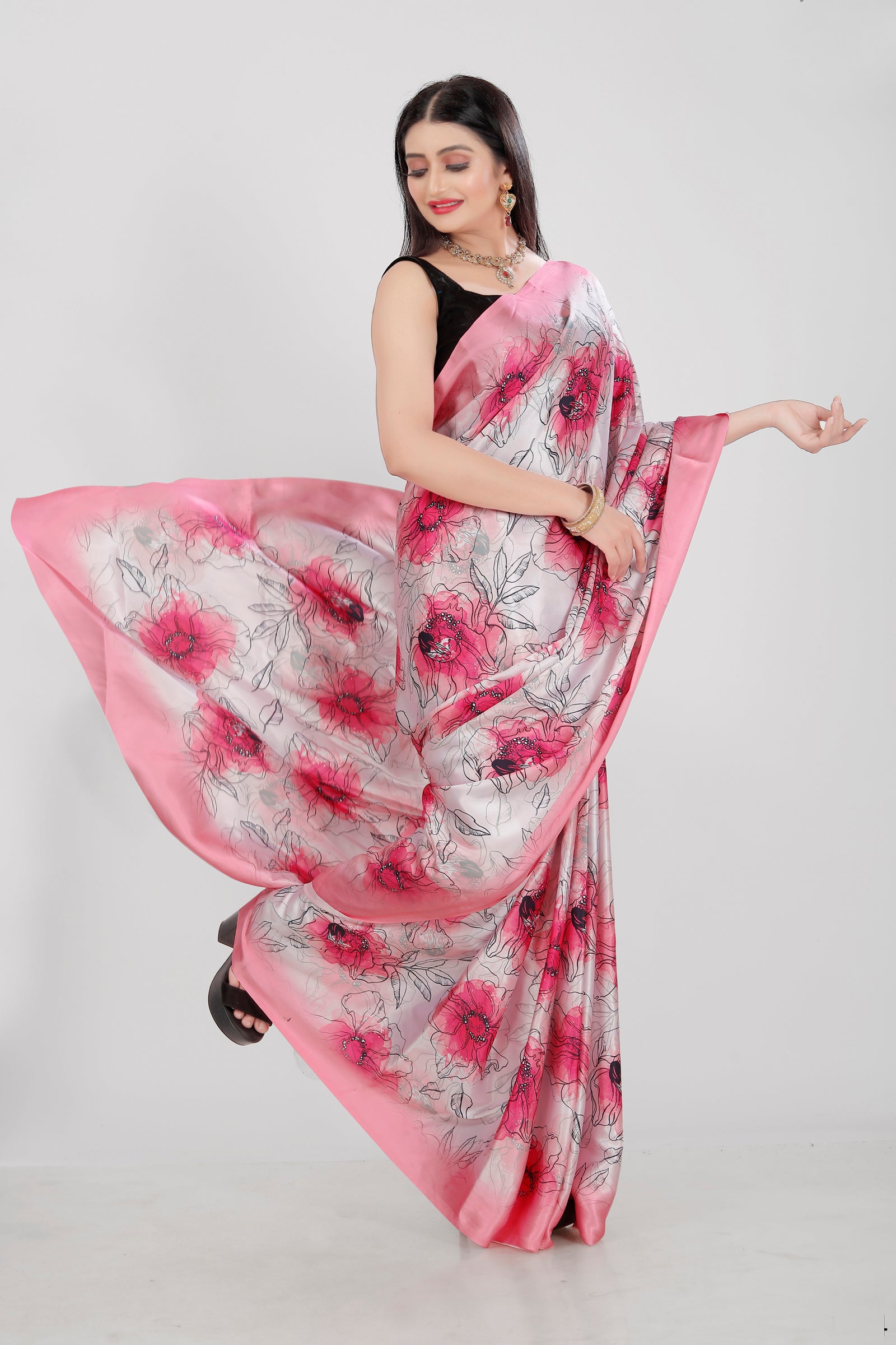 Luxe Satin Printed Saree