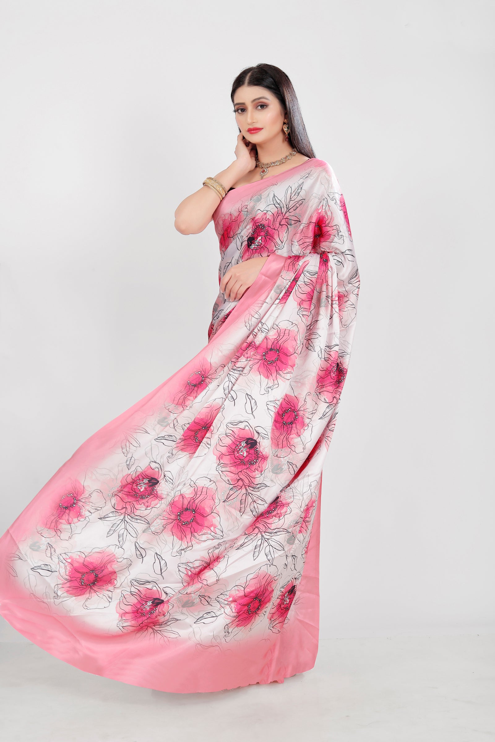 Luxe Satin Printed Saree