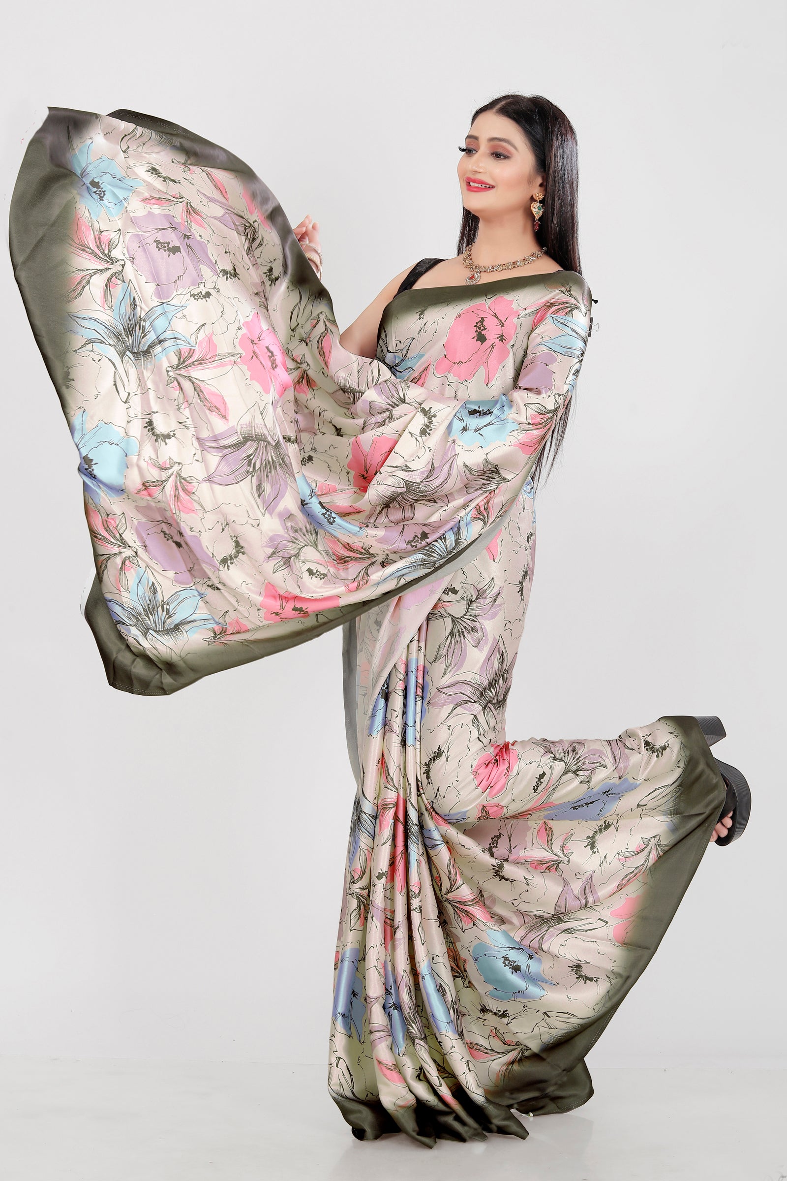 Satin Saree with Heavy Digital Print