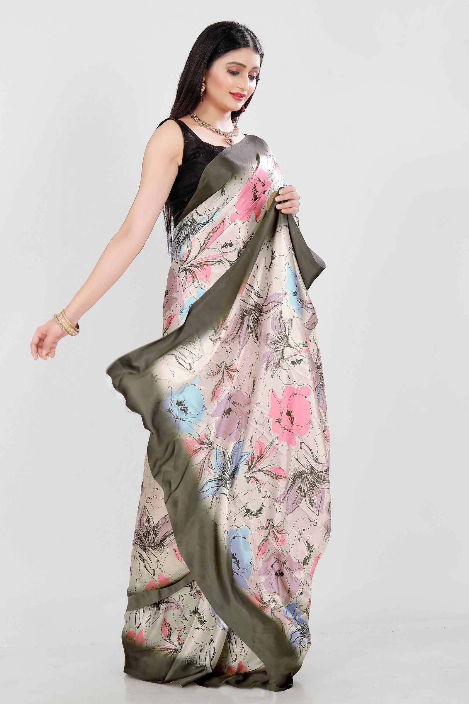 Satin Saree with Heavy Digital Print