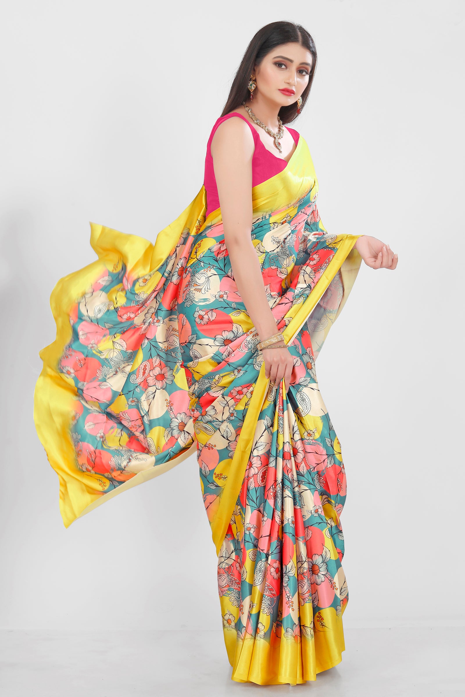 Satin Saree with Heavy Digital Print