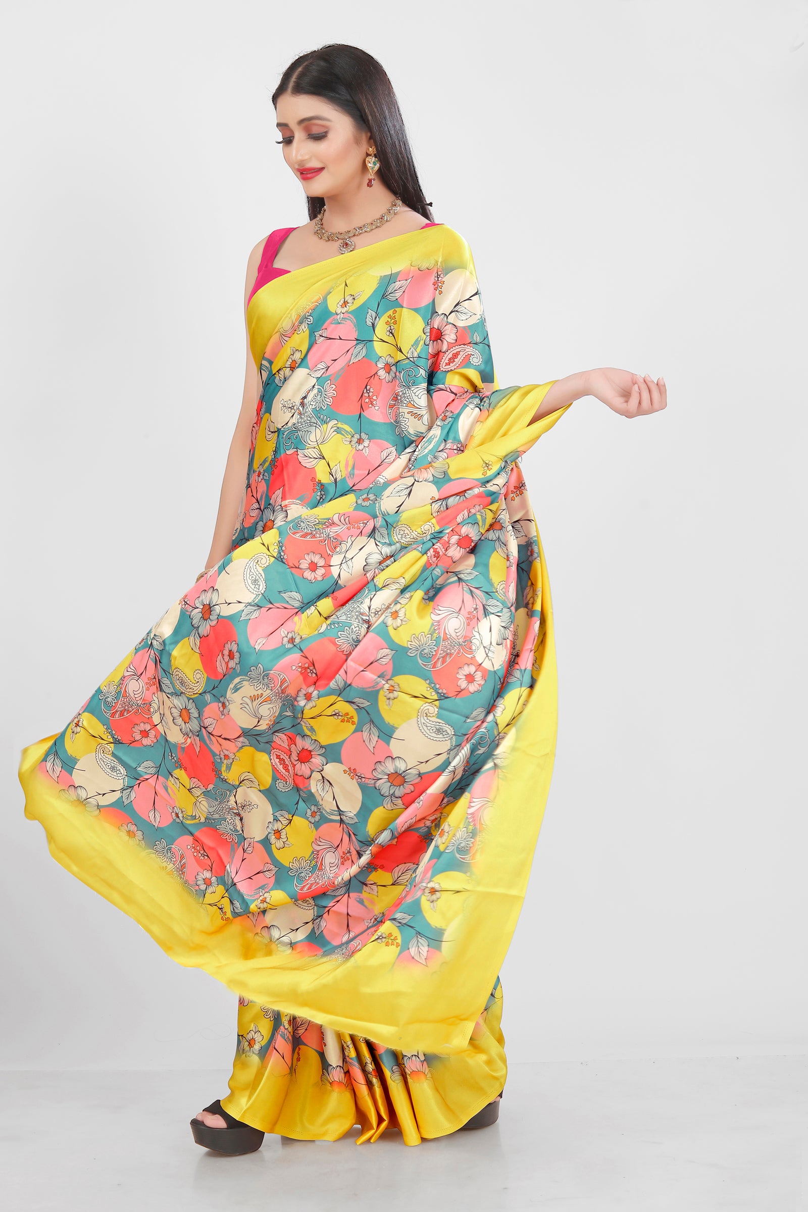 Satin Saree with Heavy Digital Print