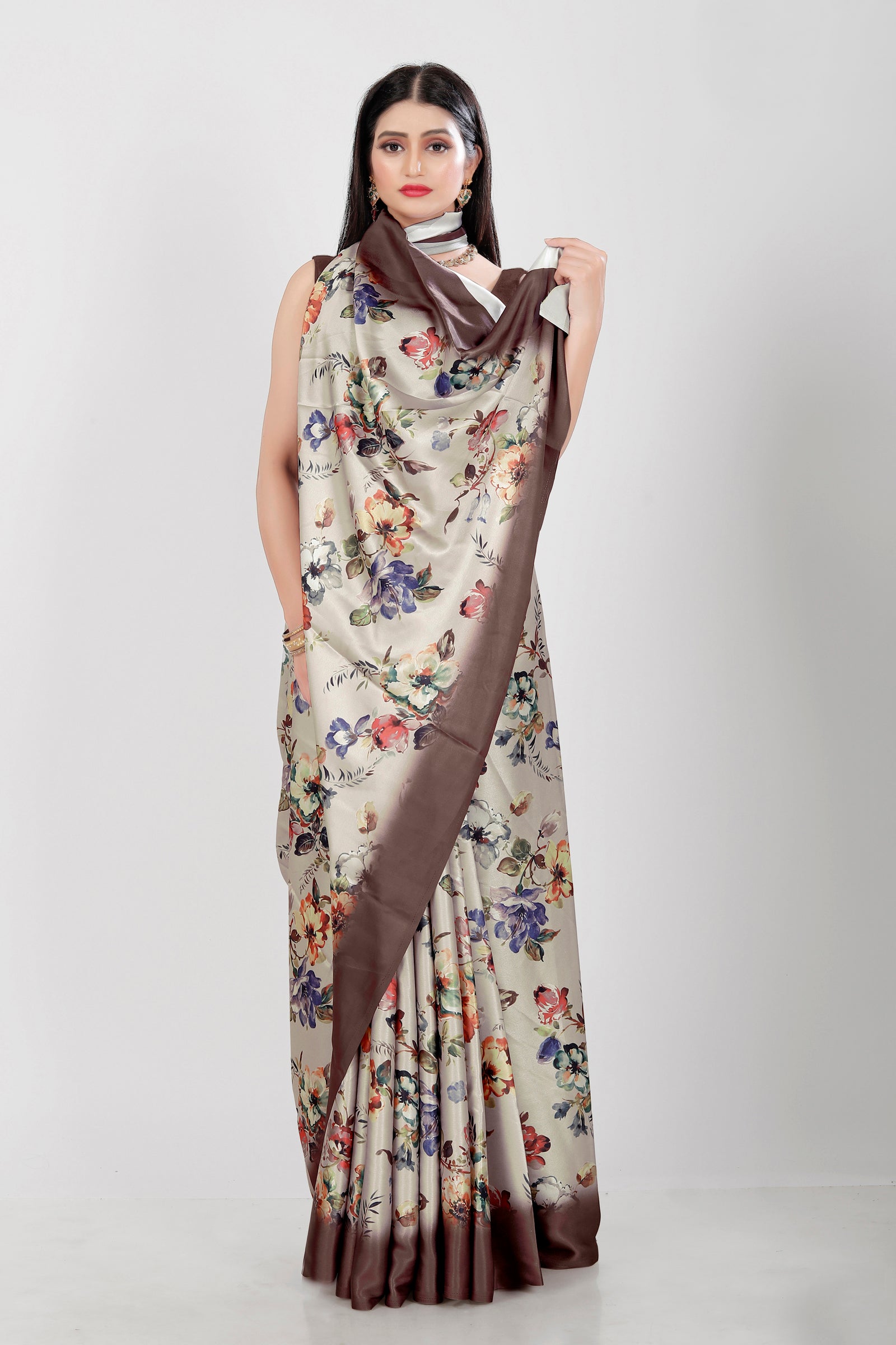 Satin Saree with Heavy Digital Print