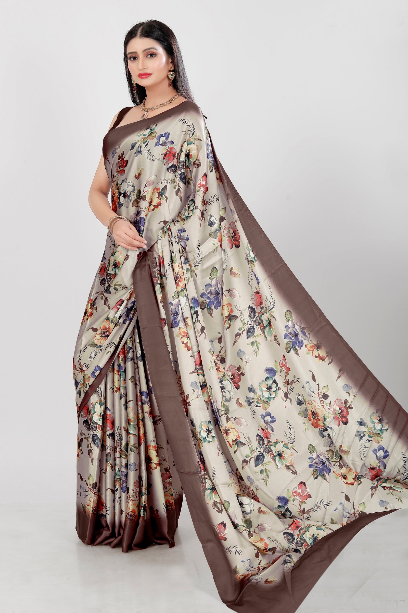 Satin Saree with Heavy Digital Print