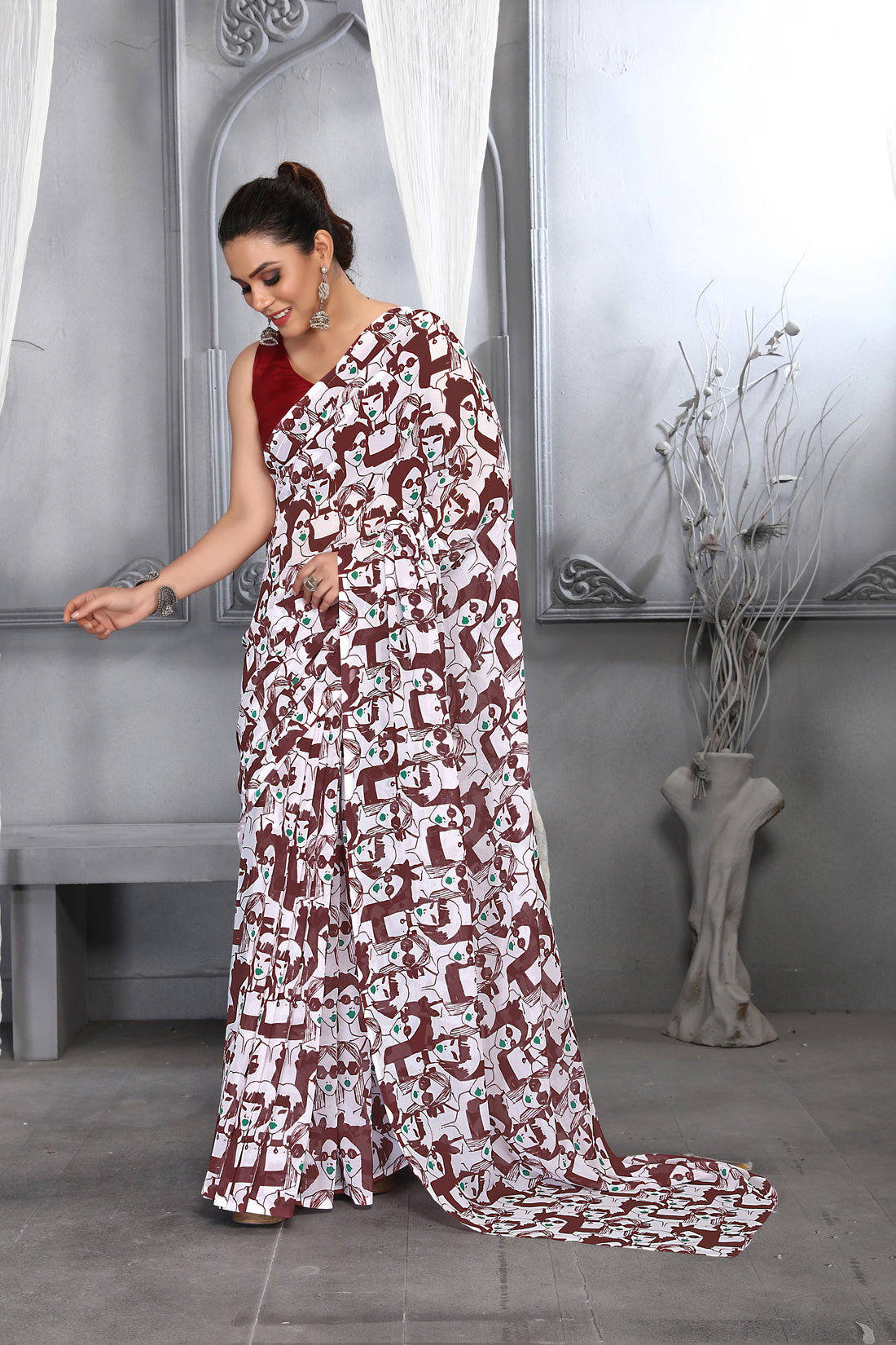 Elegant Faux Georgette Saree with Pure Raw Silk Blouse