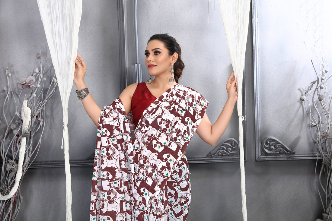 Elegant Faux Georgette Saree with Pure Raw Silk Blouse