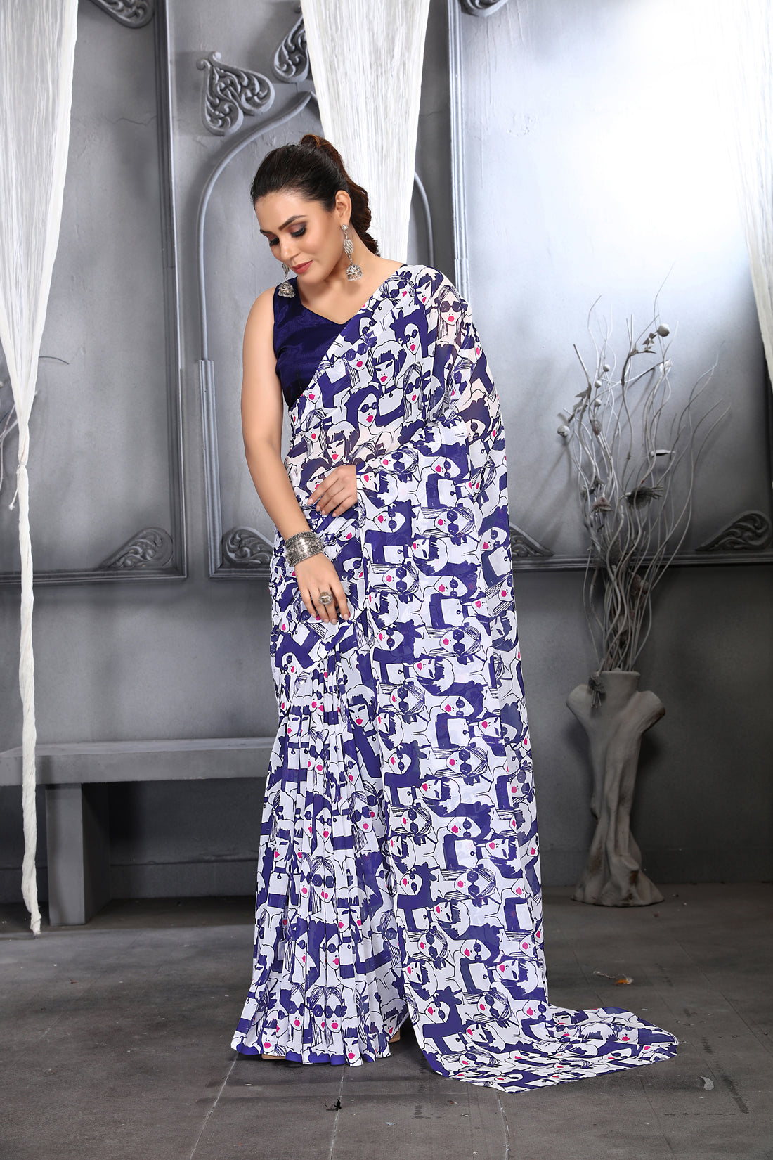 Elegant Faux Georgette Saree with Pure Raw Silk Blouse
