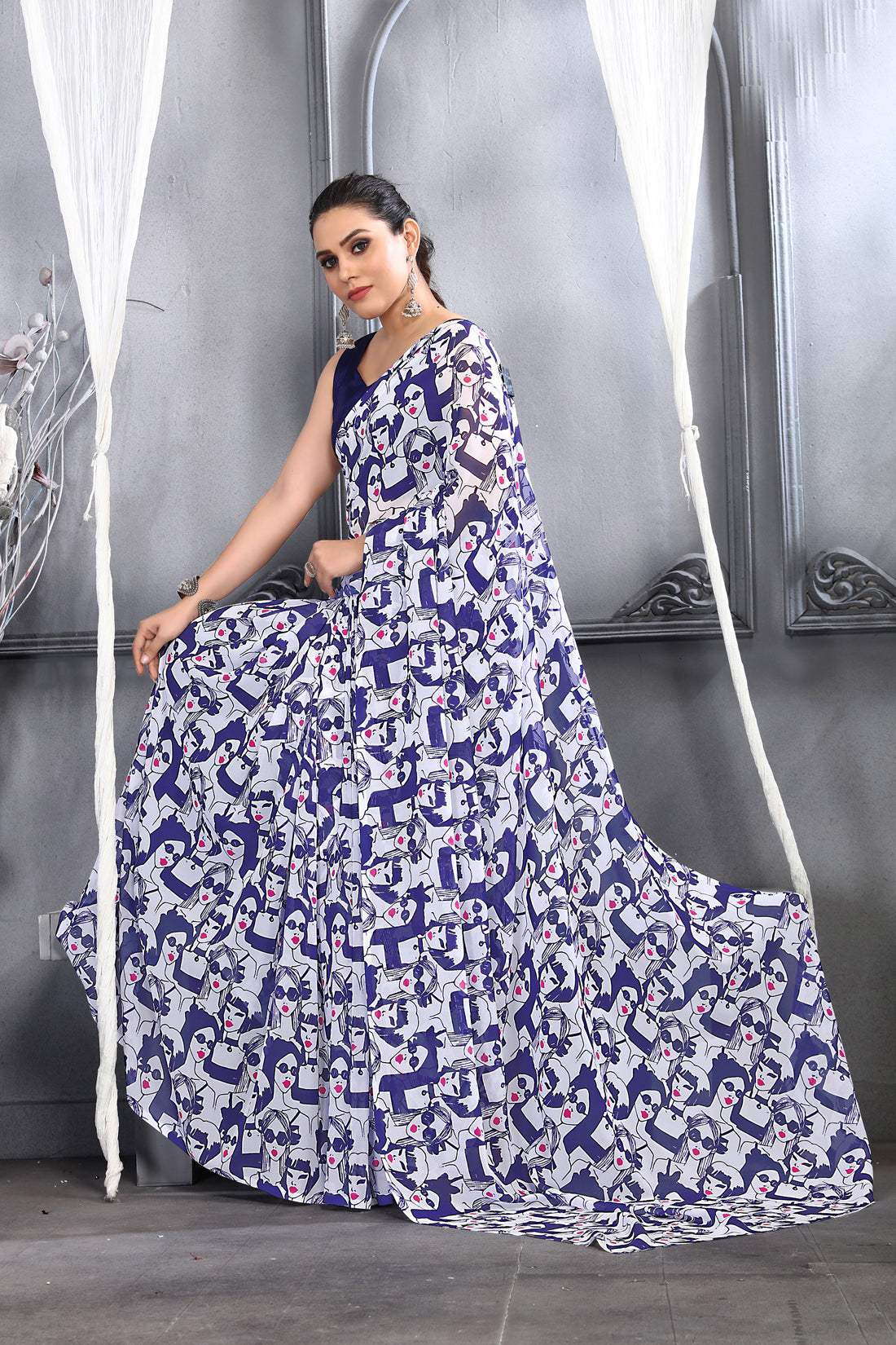 Elegant Faux Georgette Saree with Pure Raw Silk Blouse