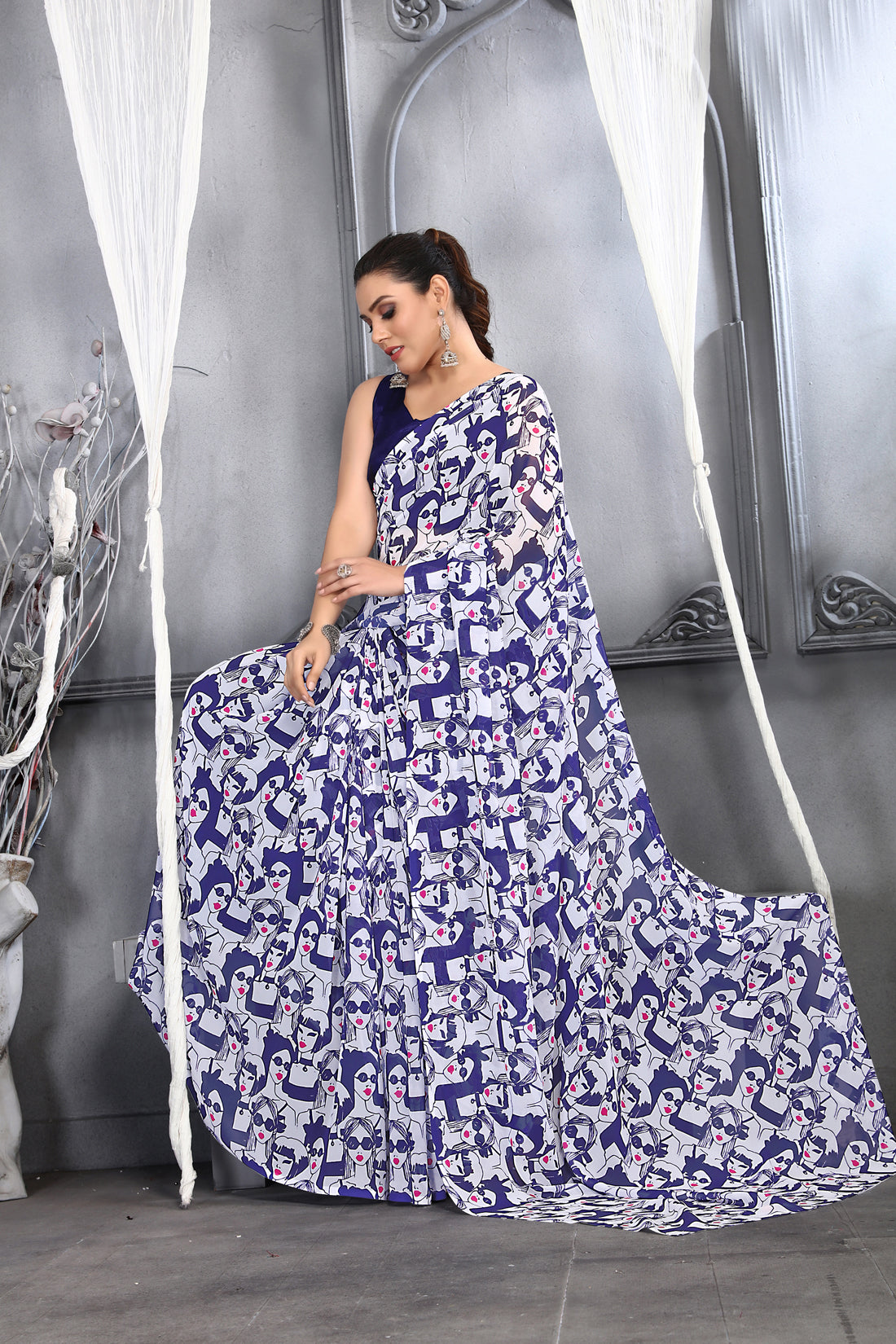 Elegant Faux Georgette Saree with Pure Raw Silk Blouse