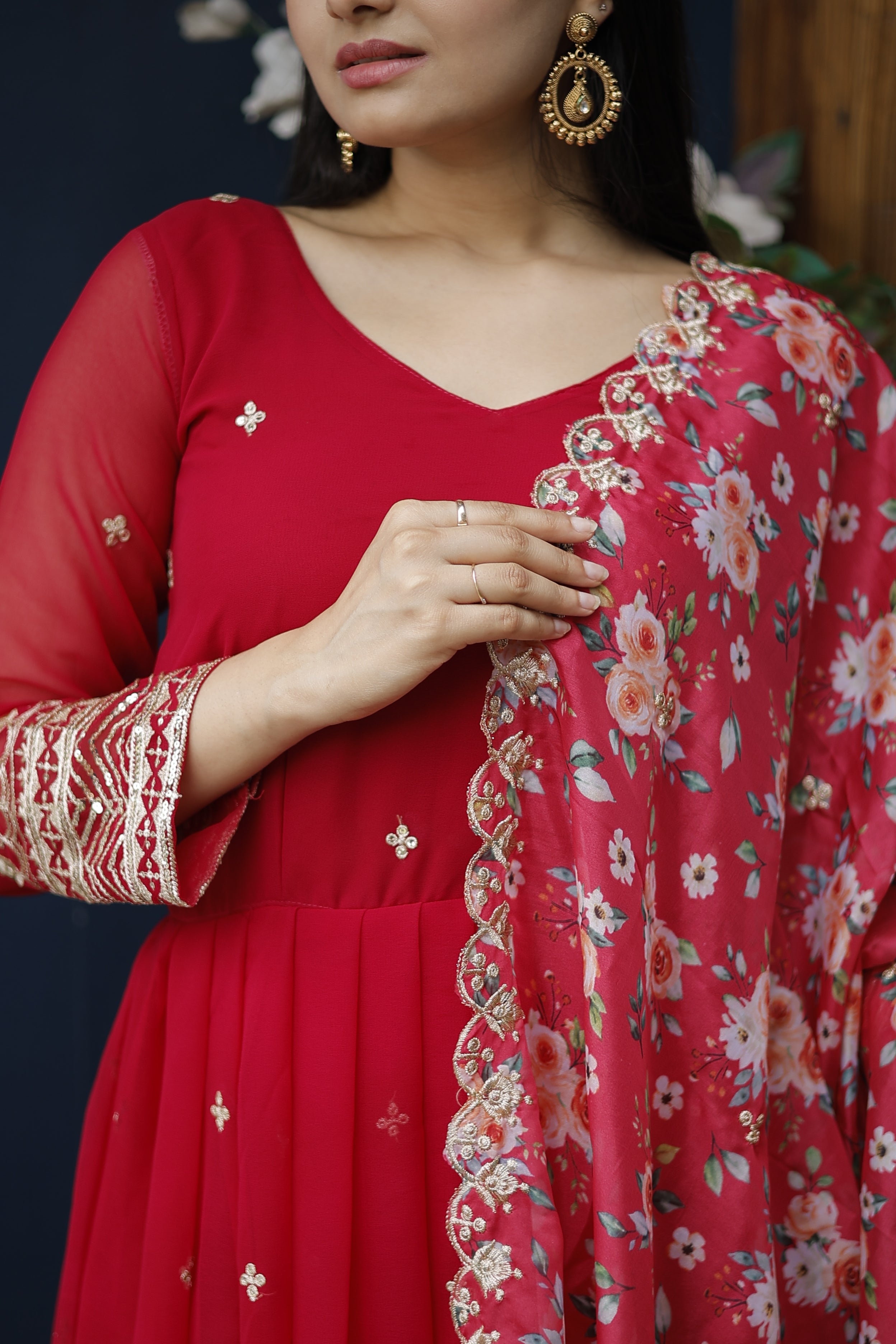 Georgette Embroidered Gown with Dupatta