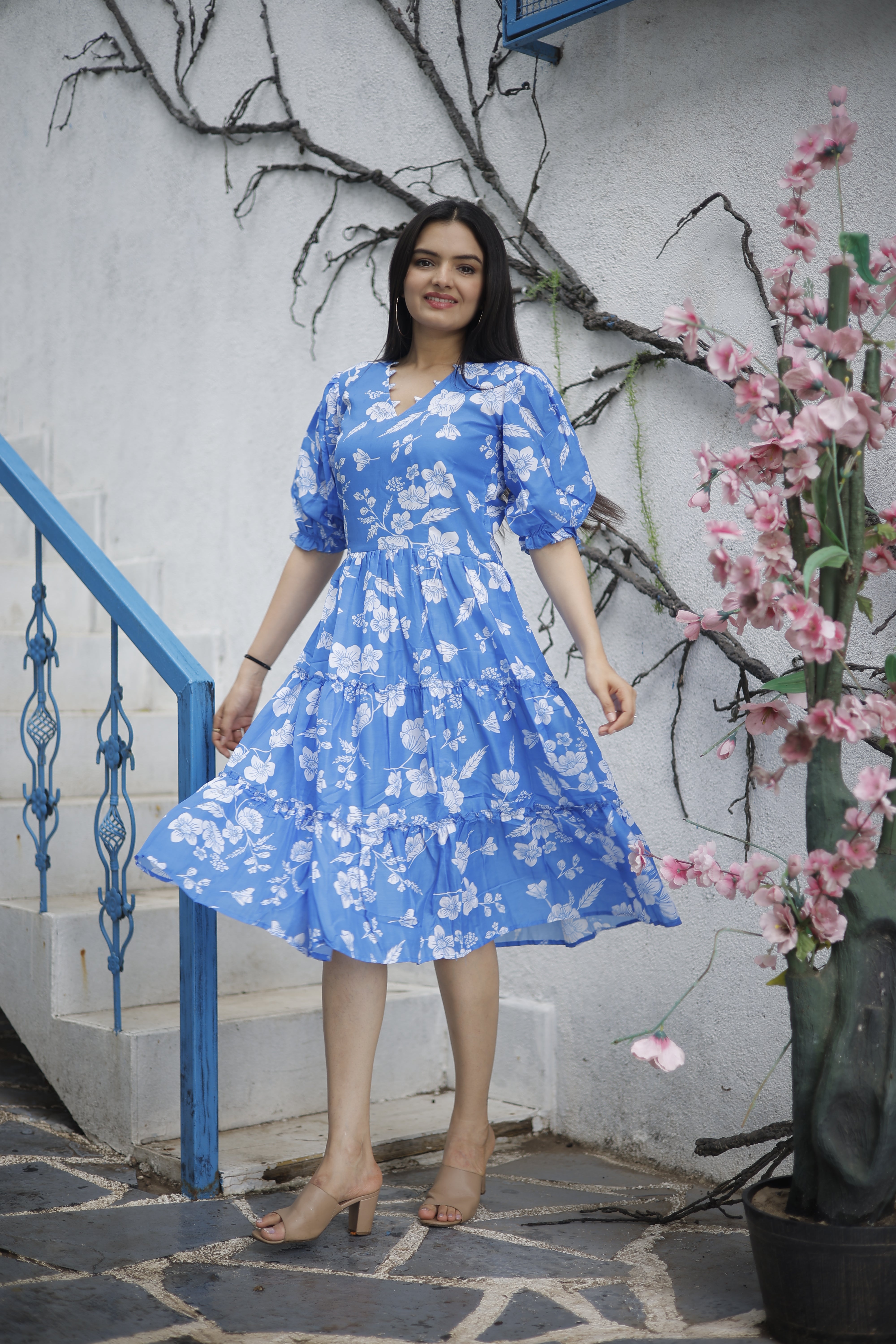 SKY BLUE MUSLIN DRESS