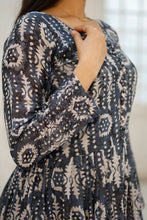 Embroidered Faux Georgette Gown with Print