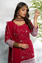 Maroon Faux Georgette Embroidered with Full Flaired plazzo set
