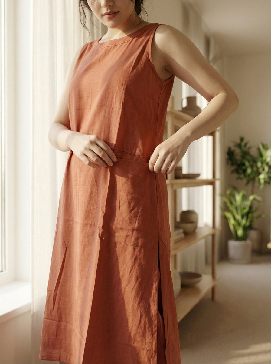 JAANYA RUST ORANGE COTTON COORD SET