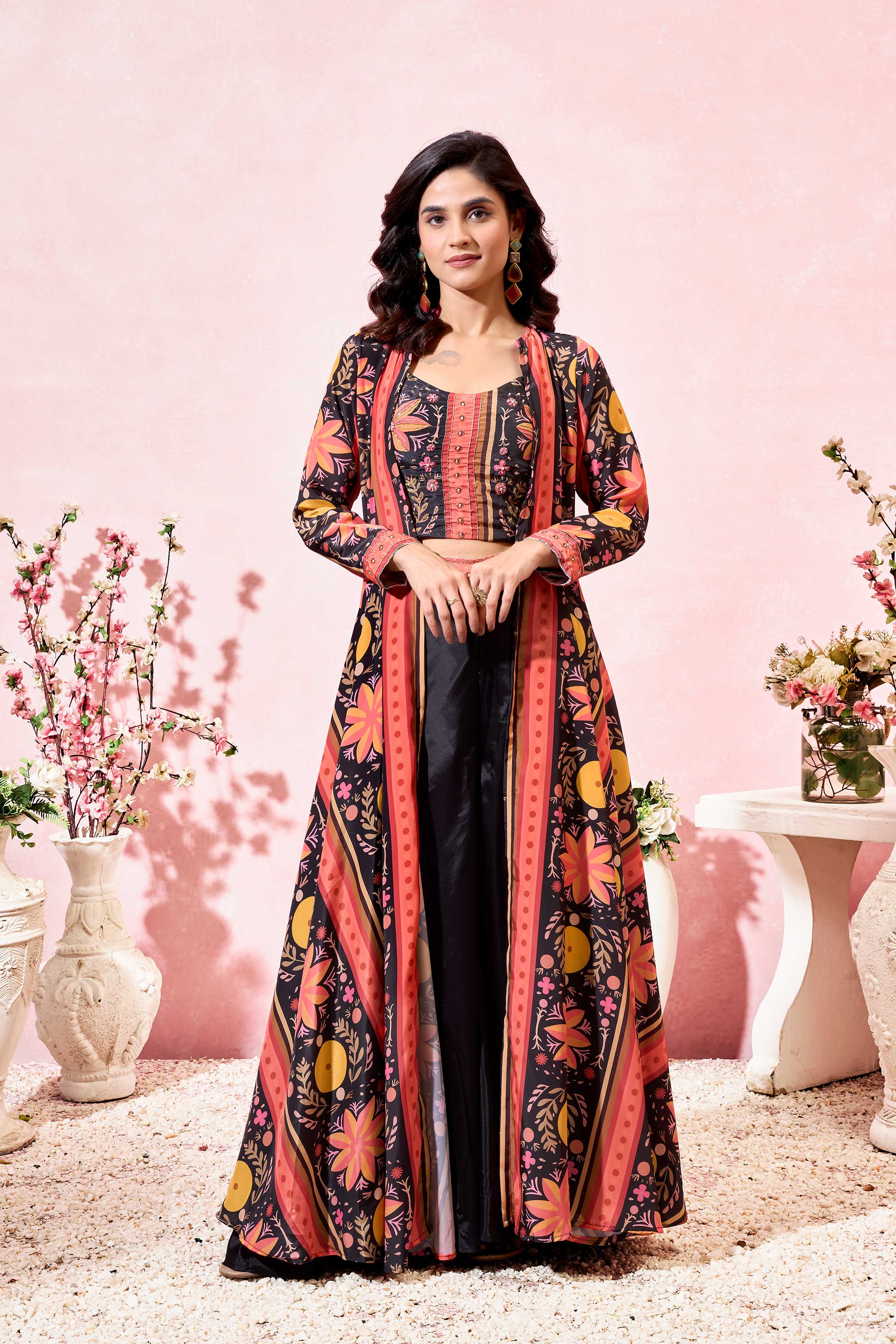 VASHTI CREPE CROPTOP-PLAZZO SET