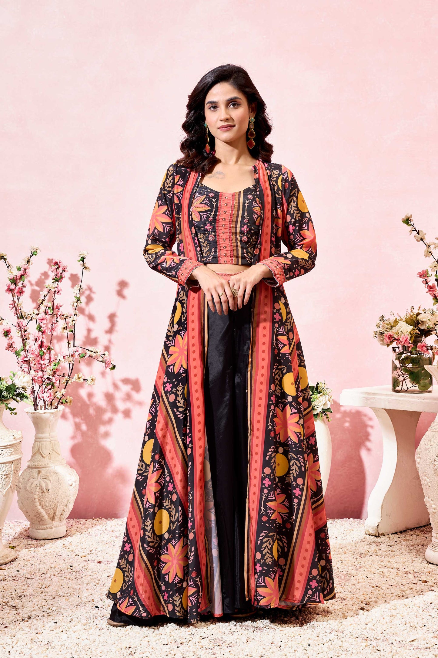 VASHTI CREPE CROPTOP-PLAZZO SET