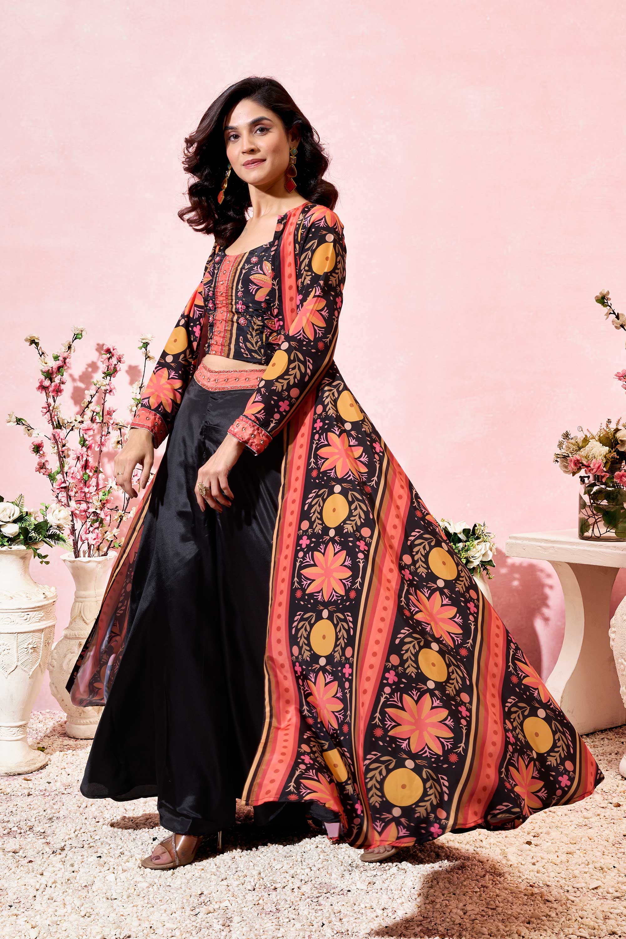 VASHTI CREPE CROPTOP-PLAZZO SET