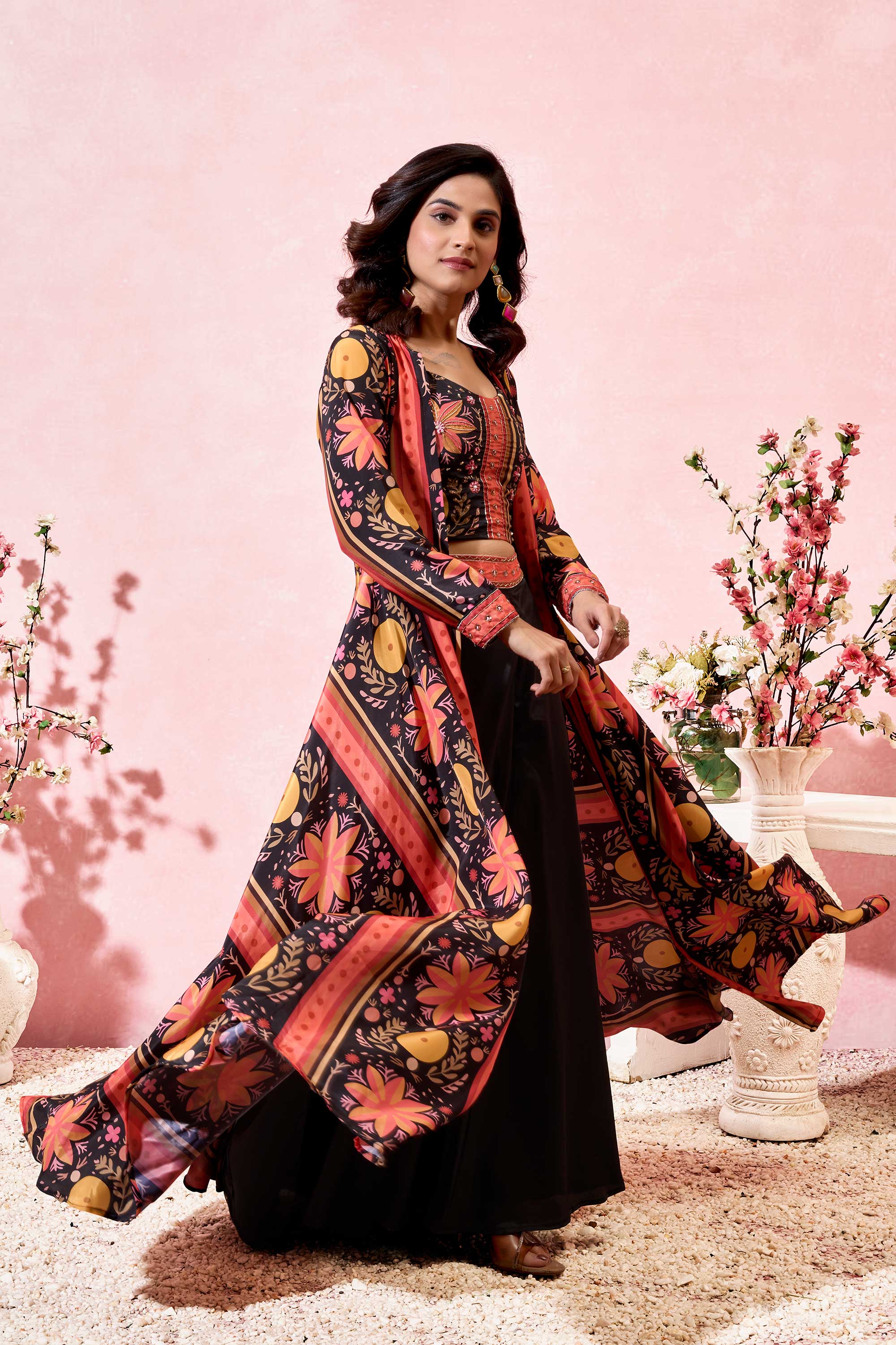 VASHTI CREPE CROPTOP-PLAZZO SET