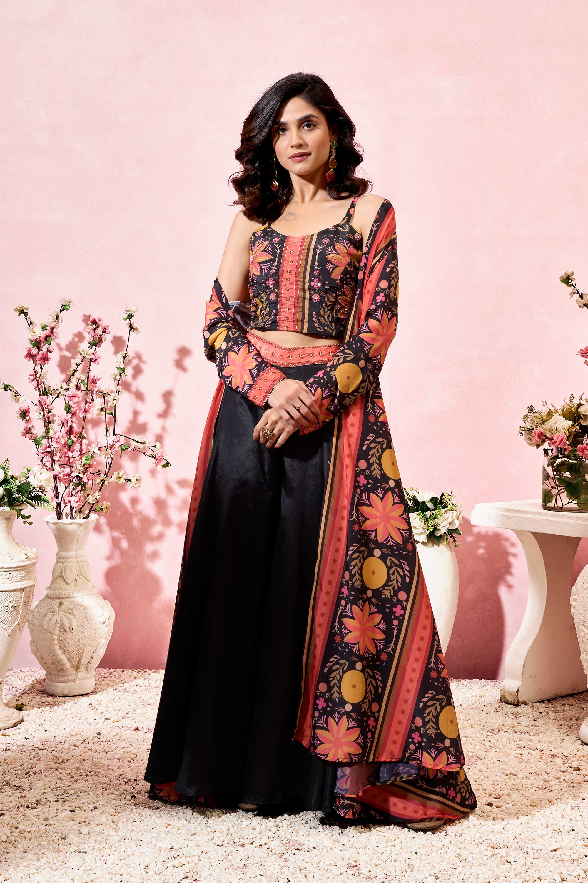 VASHTI CREPE CROPTOP-PLAZZO SET