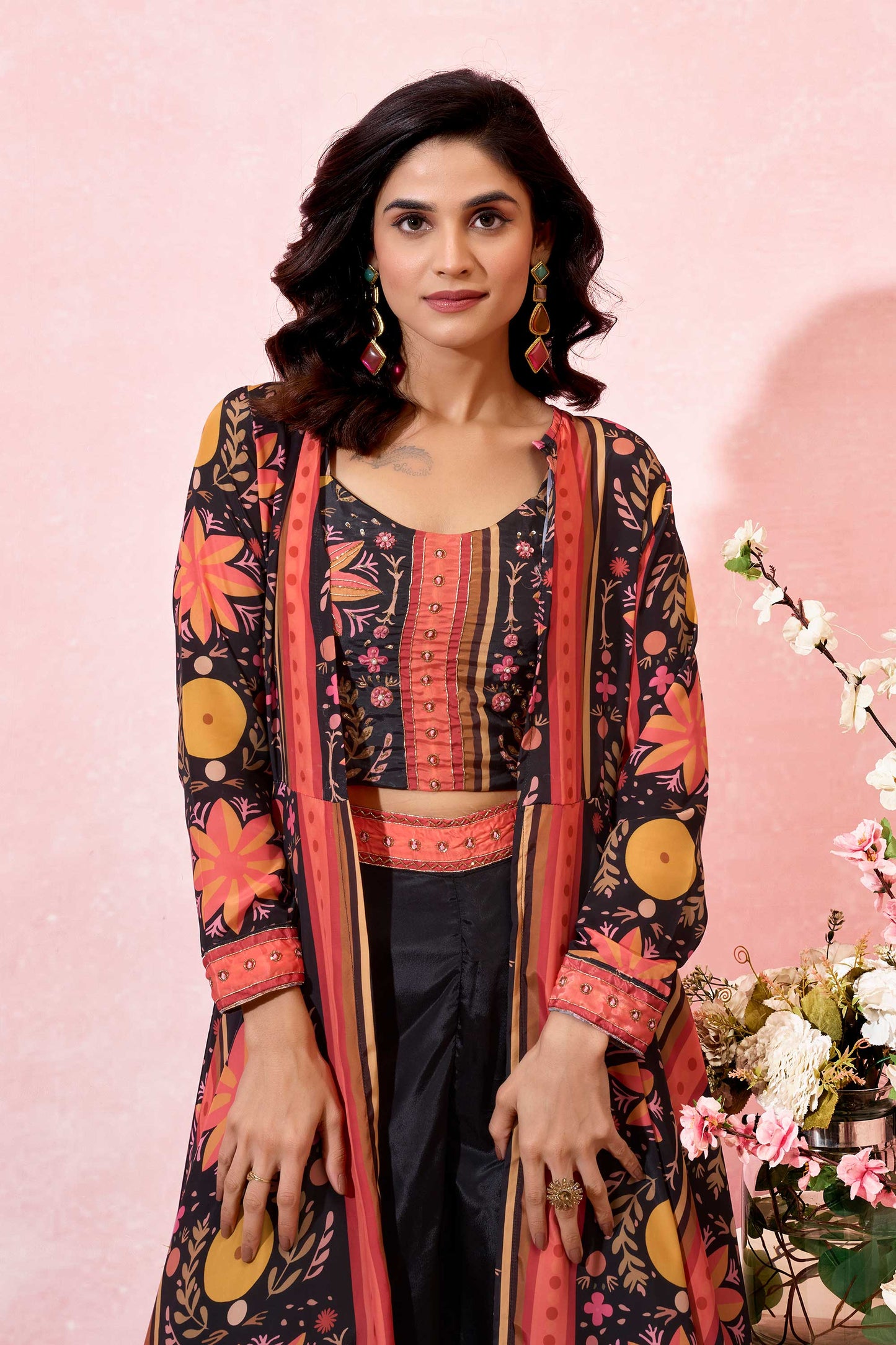 VASHTI CREPE CROPTOP-PLAZZO SET