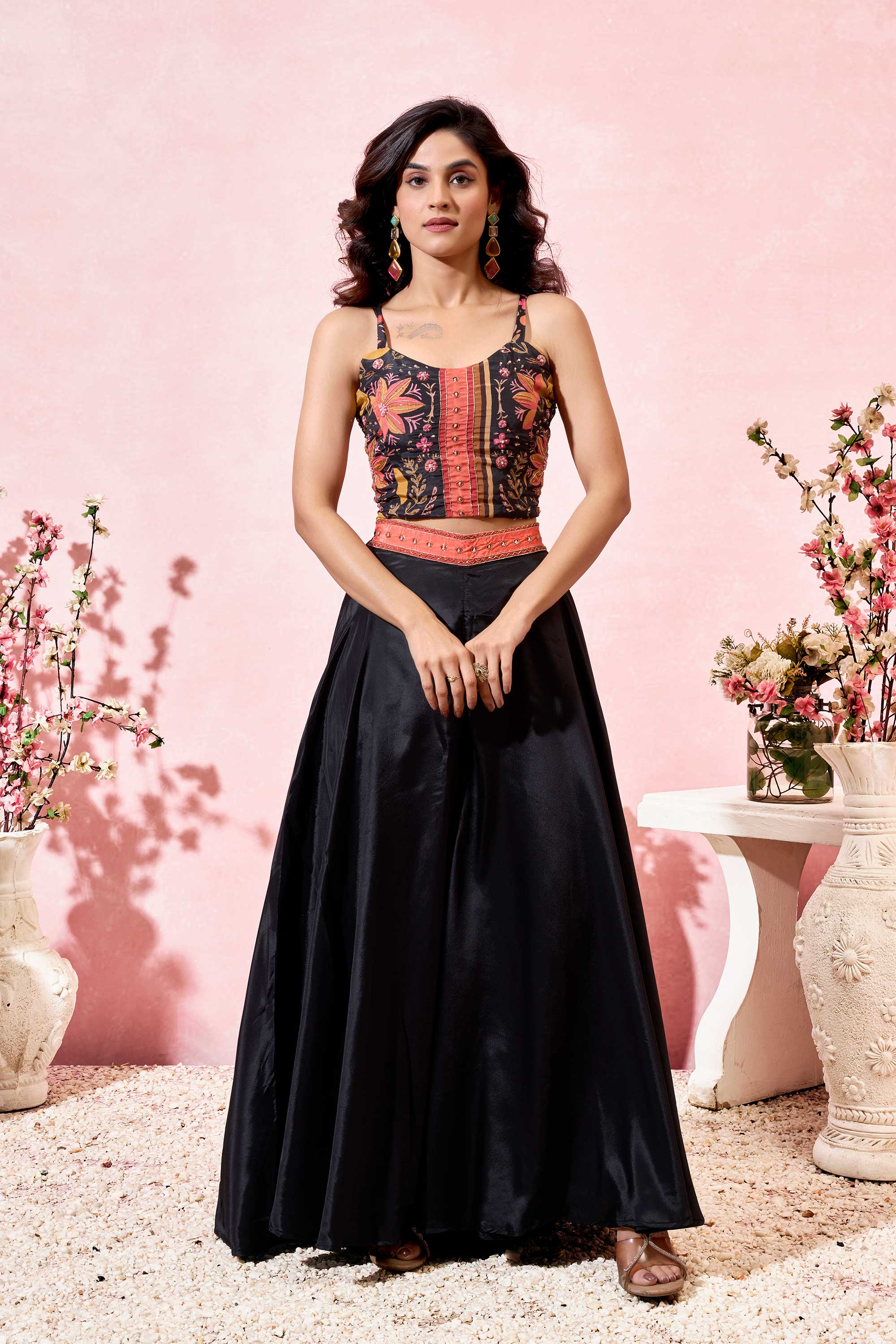 VASHTI CREPE CROPTOP-PLAZZO SET