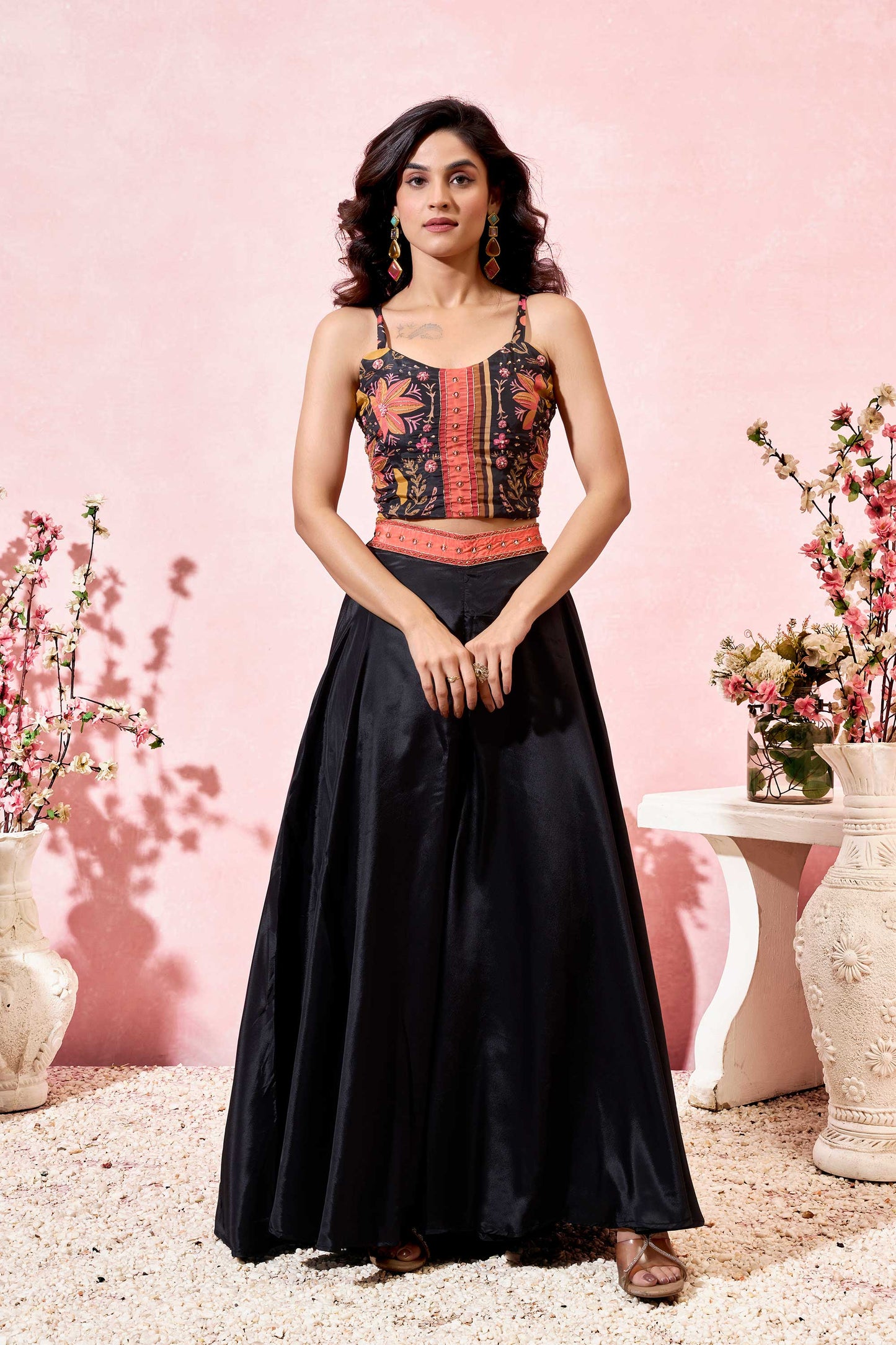 VASHTI CREPE CROPTOP-PLAZZO SET