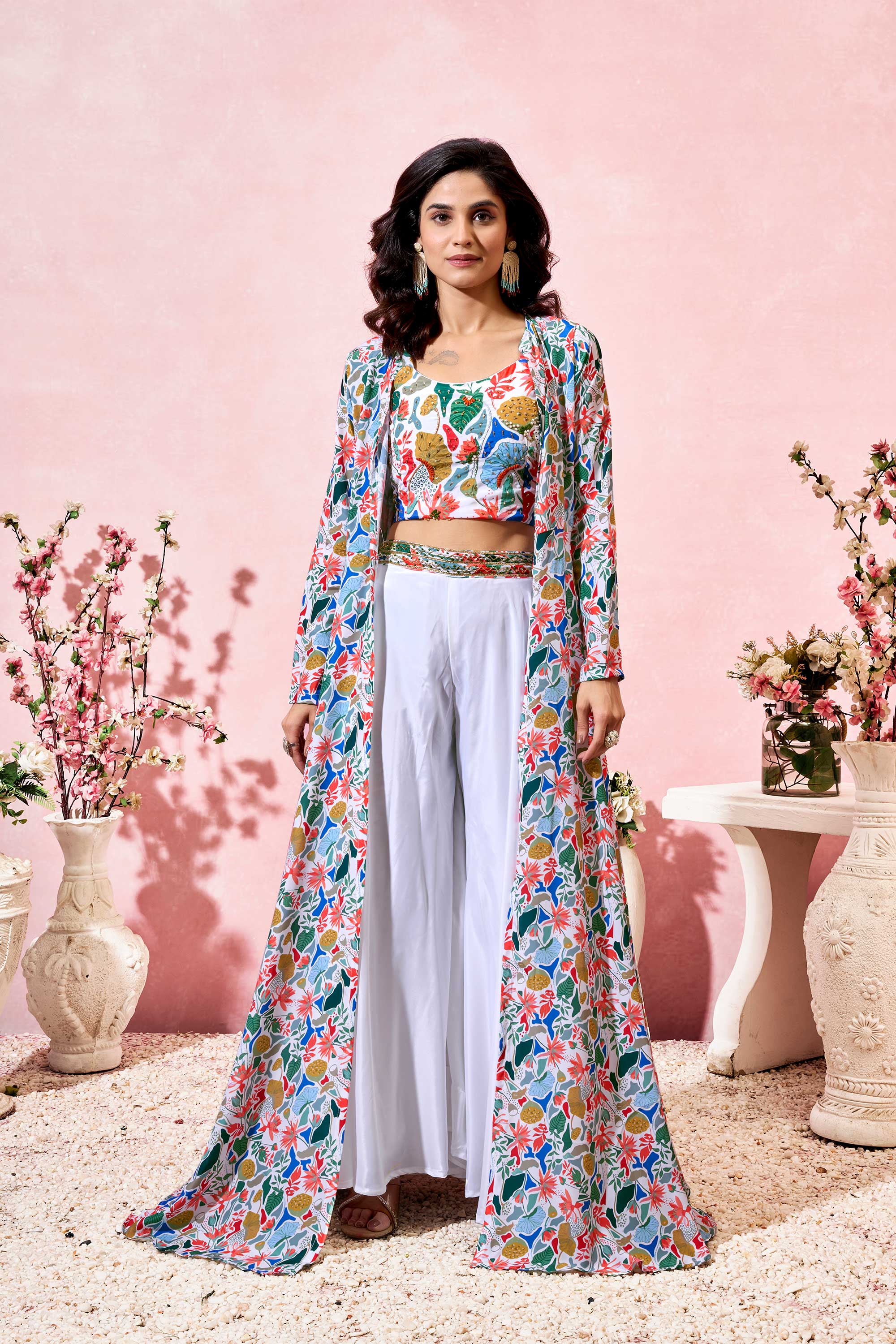 Vashti Elegant Crepe Shrug Set