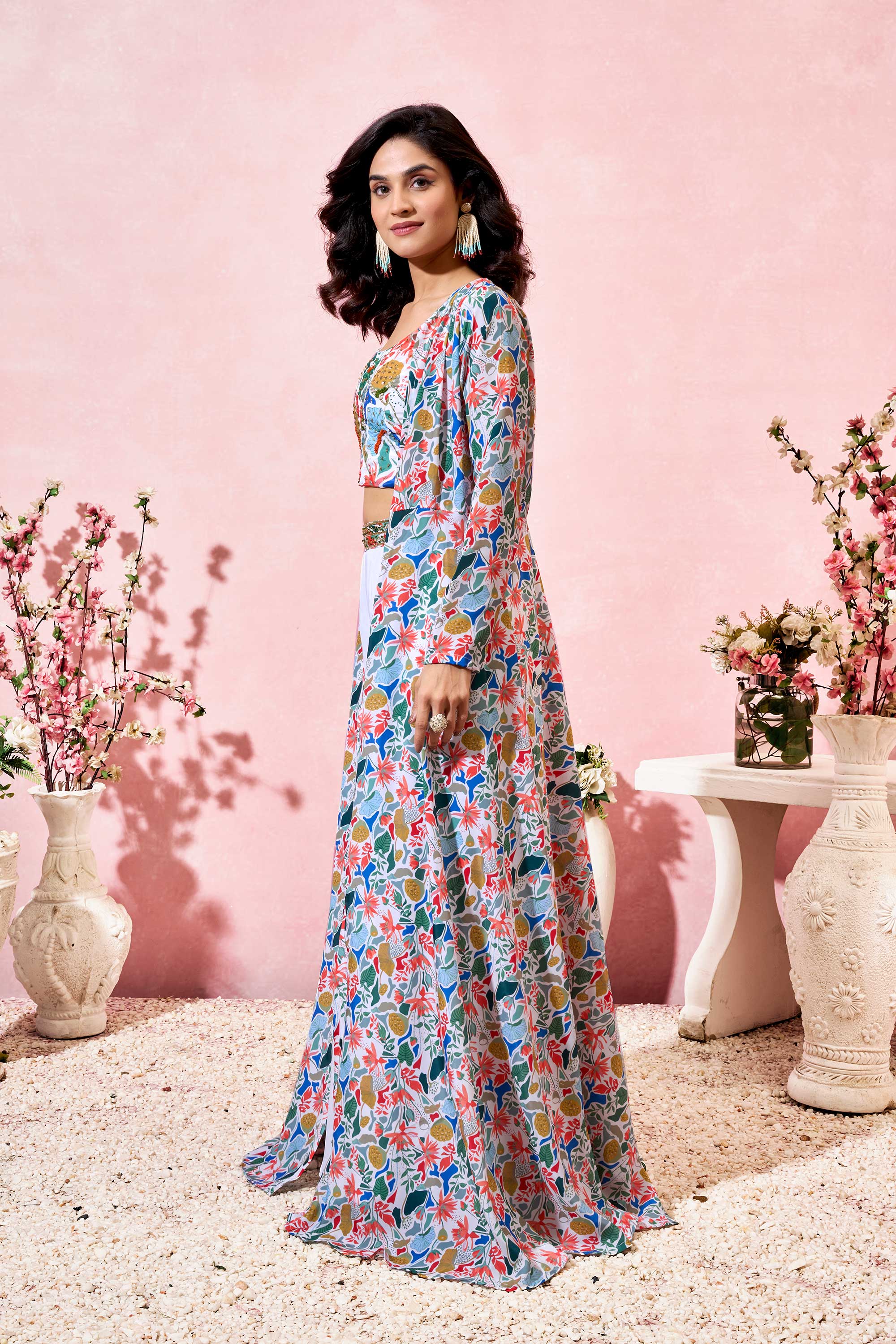 Vashti Elegant Crepe Shrug Set