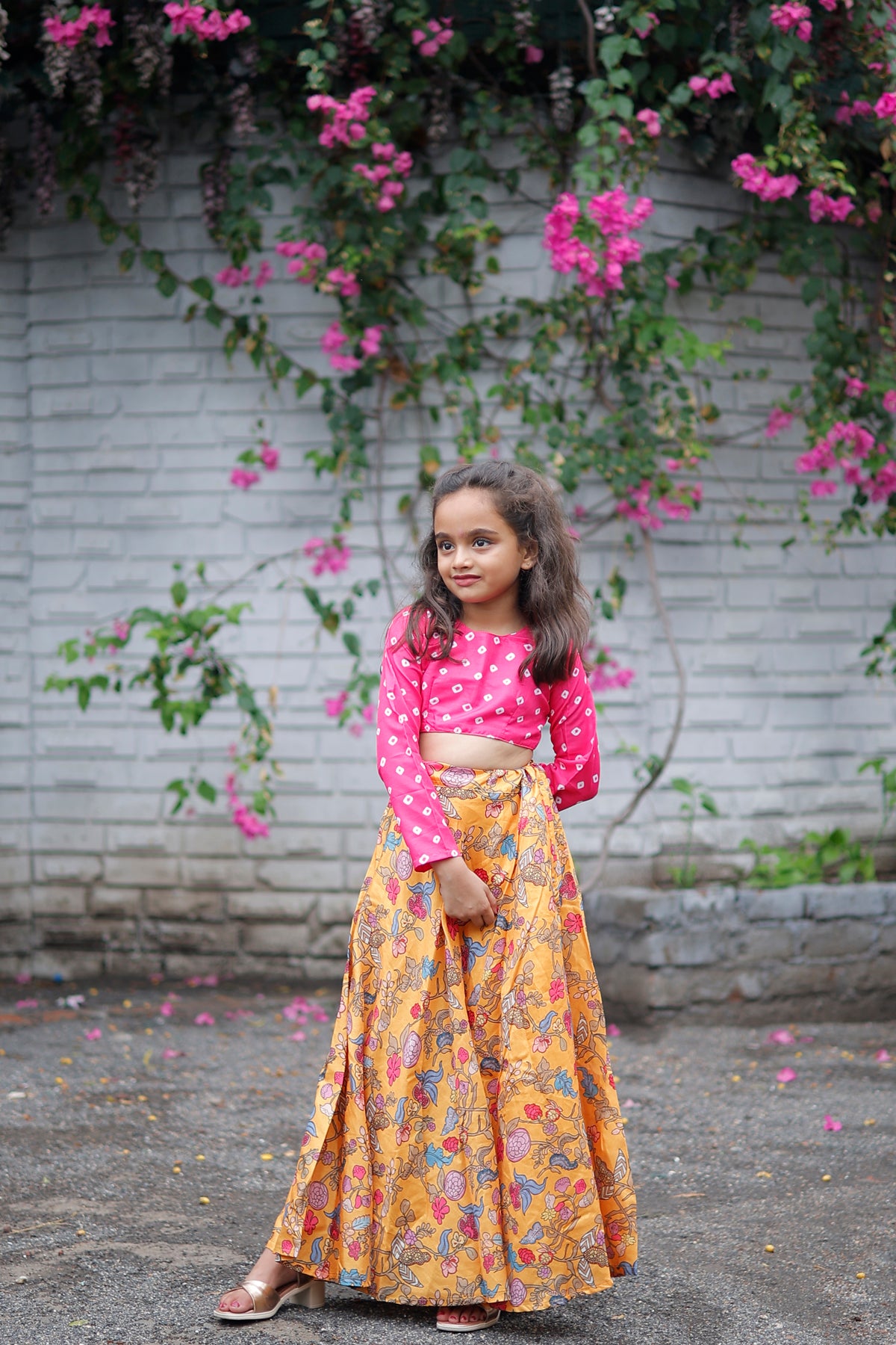 Stylish Kids Printed Lehenga With Crop-top