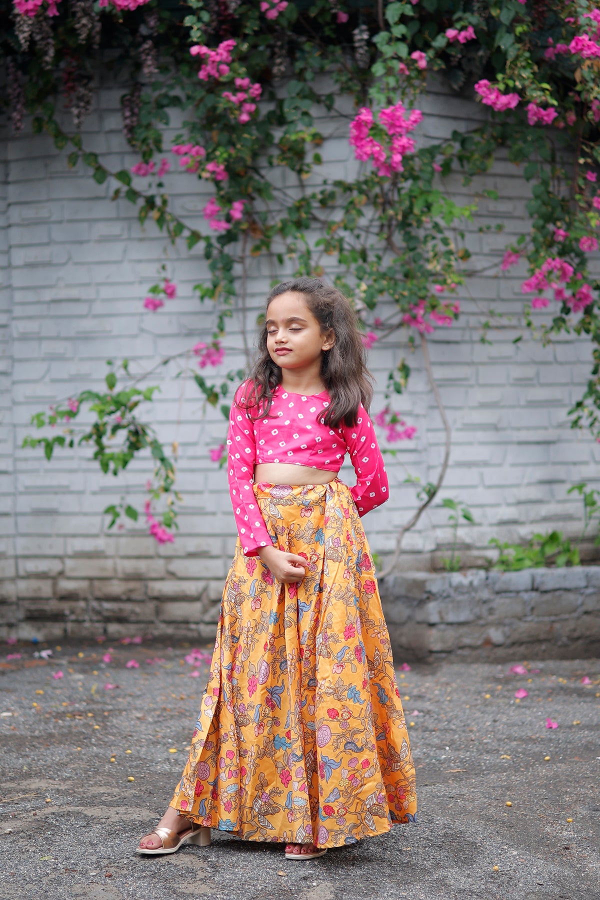 Stylish Kids Printed Lehenga With Crop-top