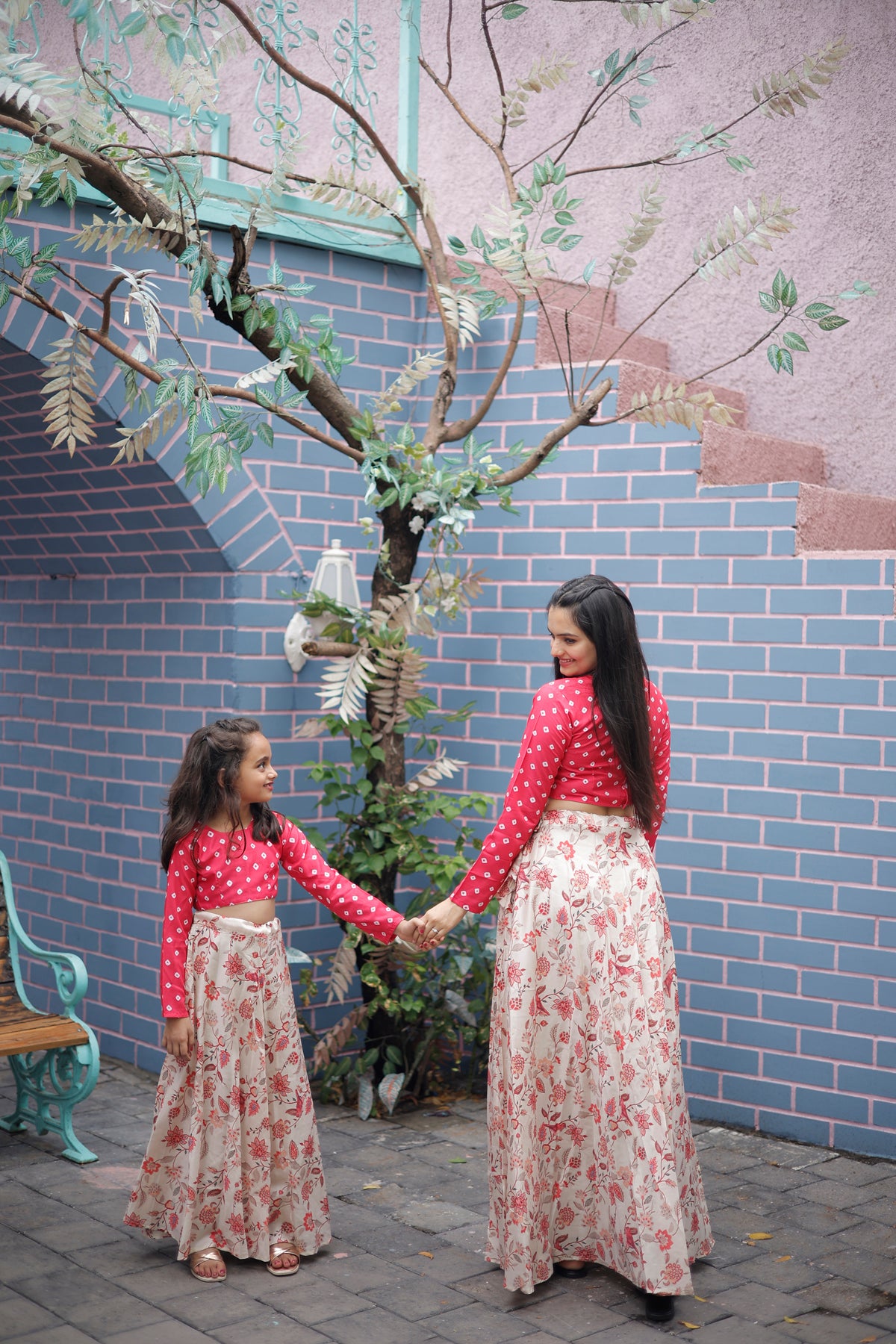 Elegant Mother and Kids Lehenga Set