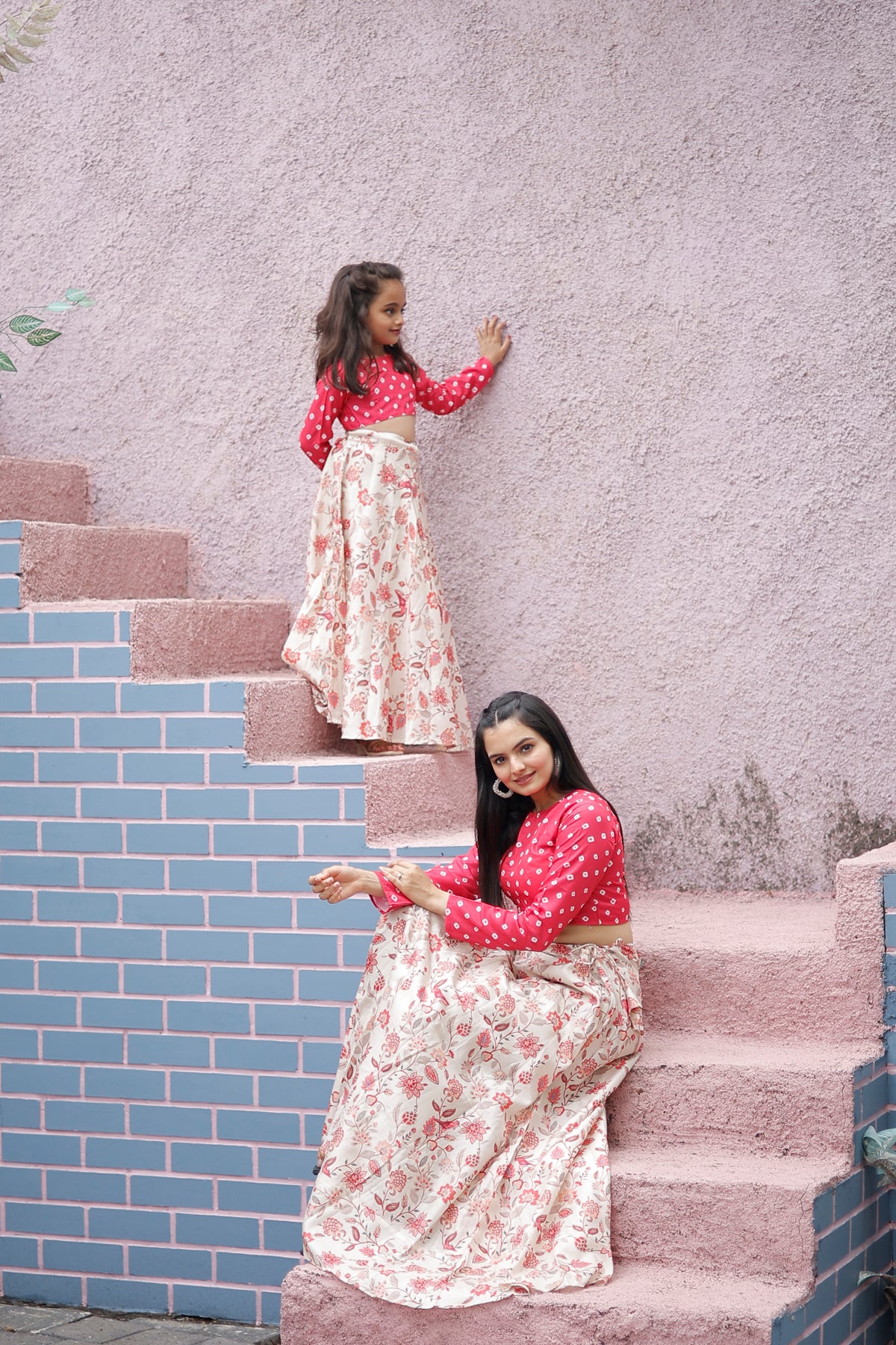 Elegant Mother and Kids Lehenga Set