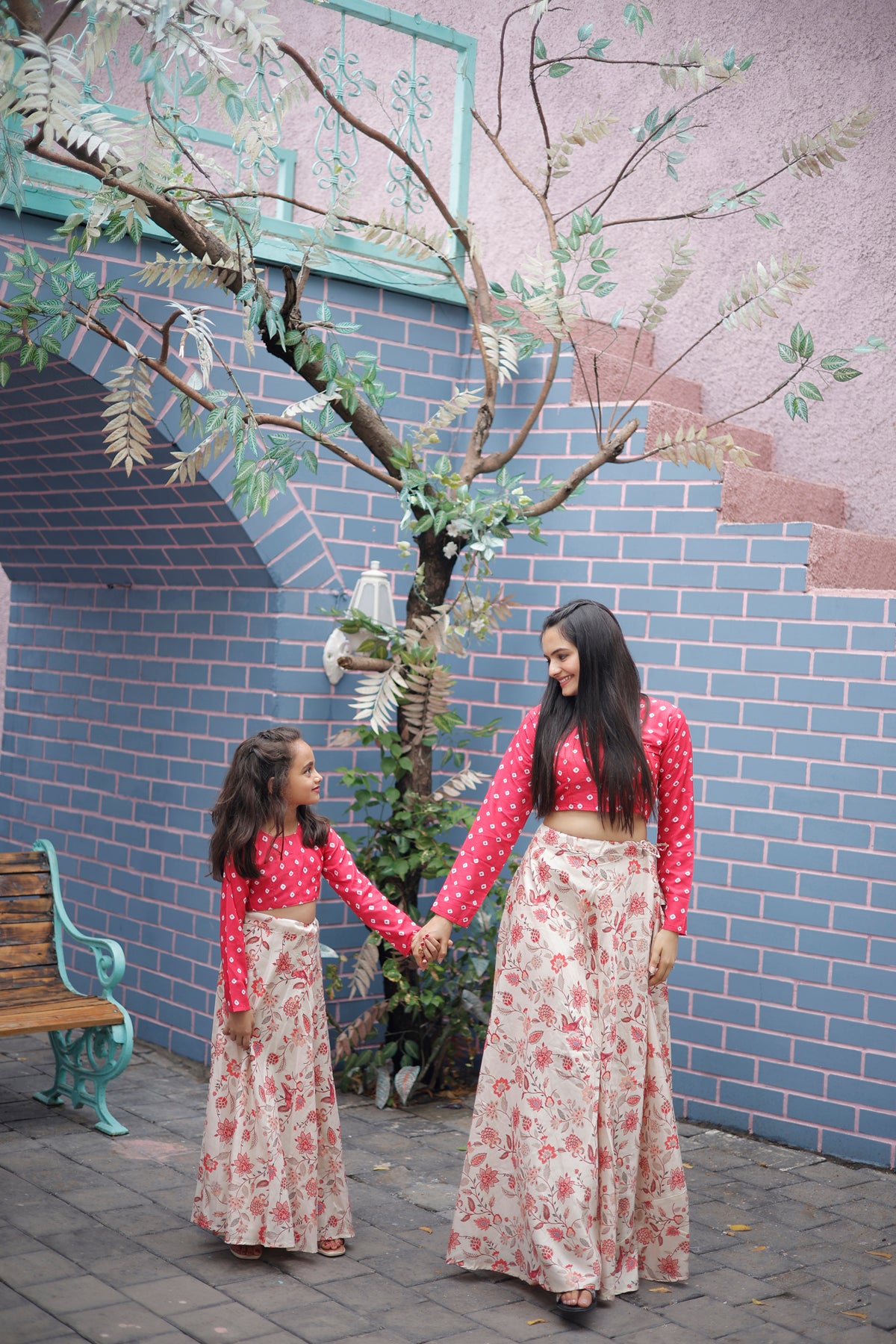 Elegant Mother and Kids Lehenga Set