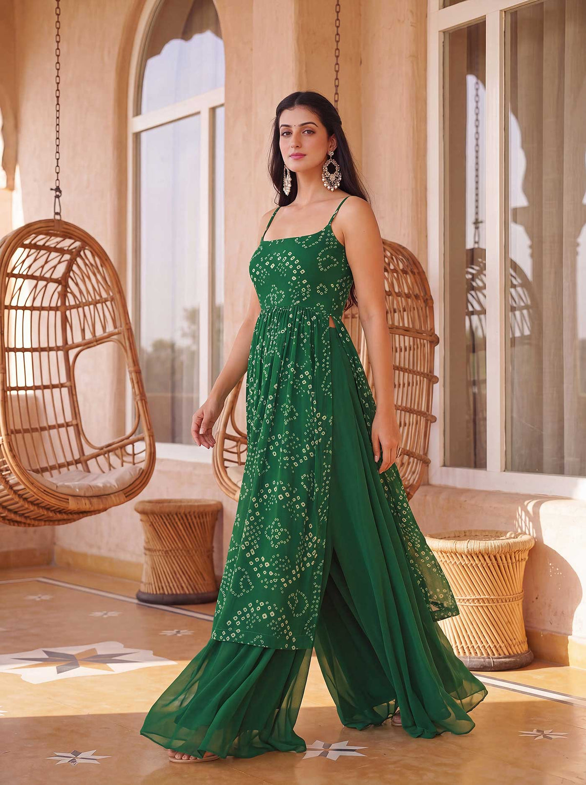 AVIKA GREEN BANDHANI KURTA SET