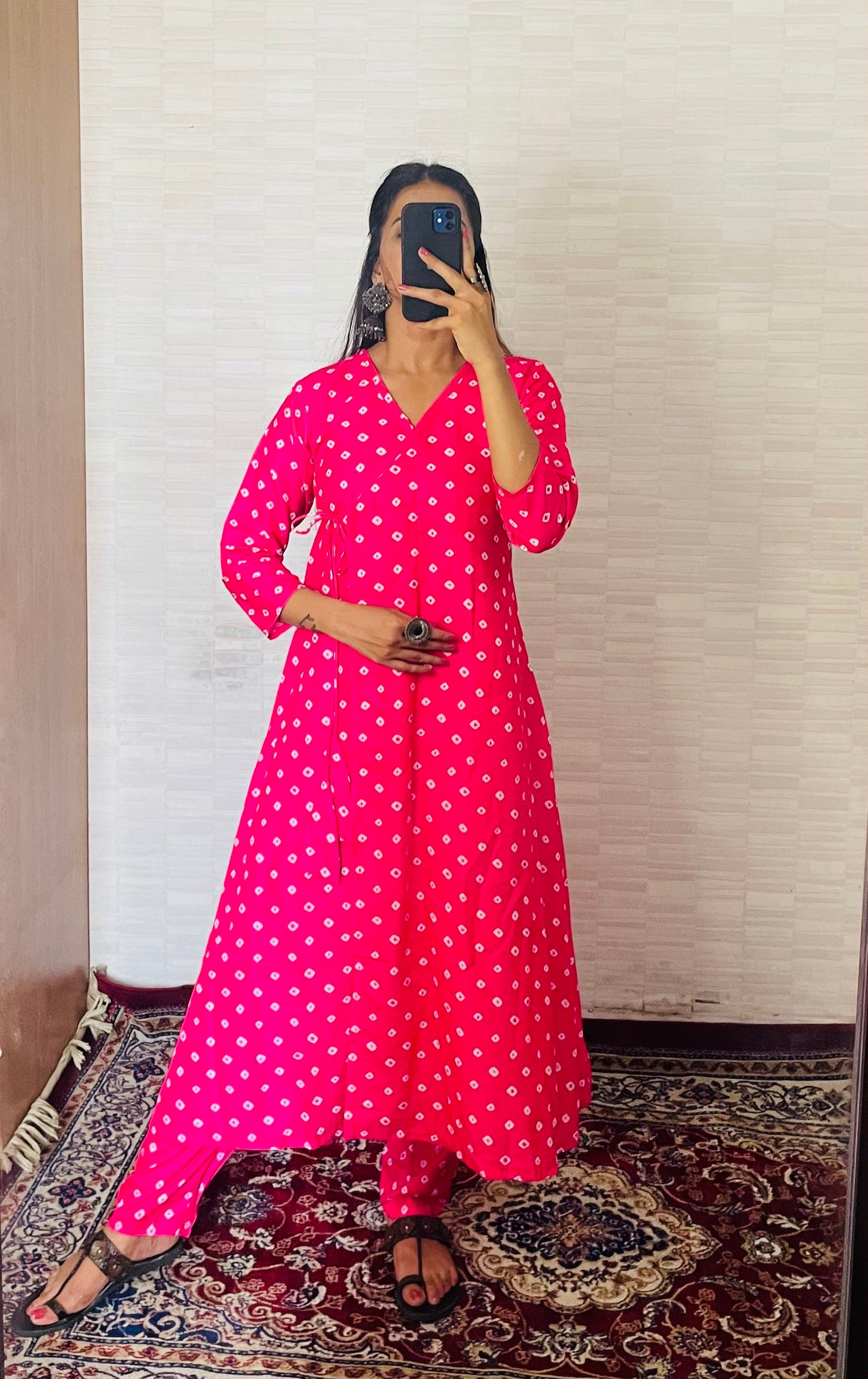 PINK DOLA SILK KURTA SET