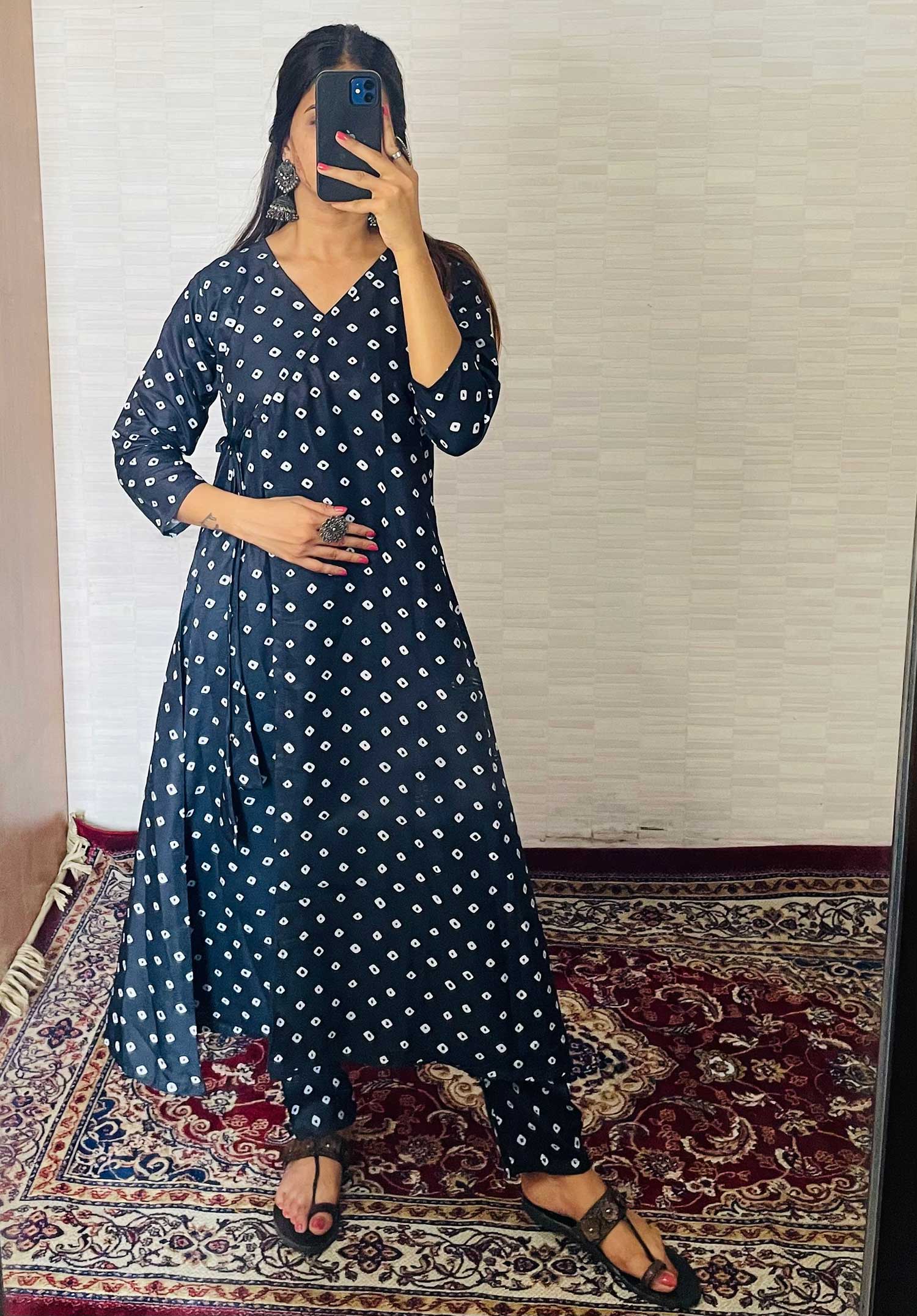 BLACK DOLA SILK KURTA SET