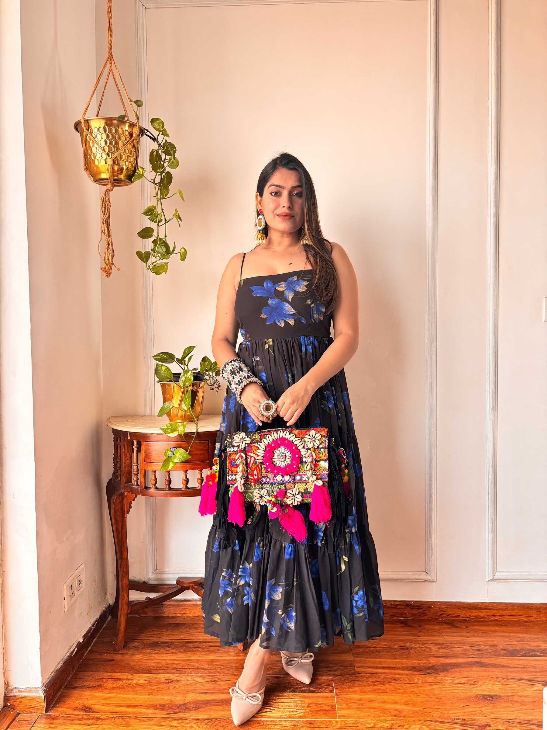 BLACK GORGETTE DRESS