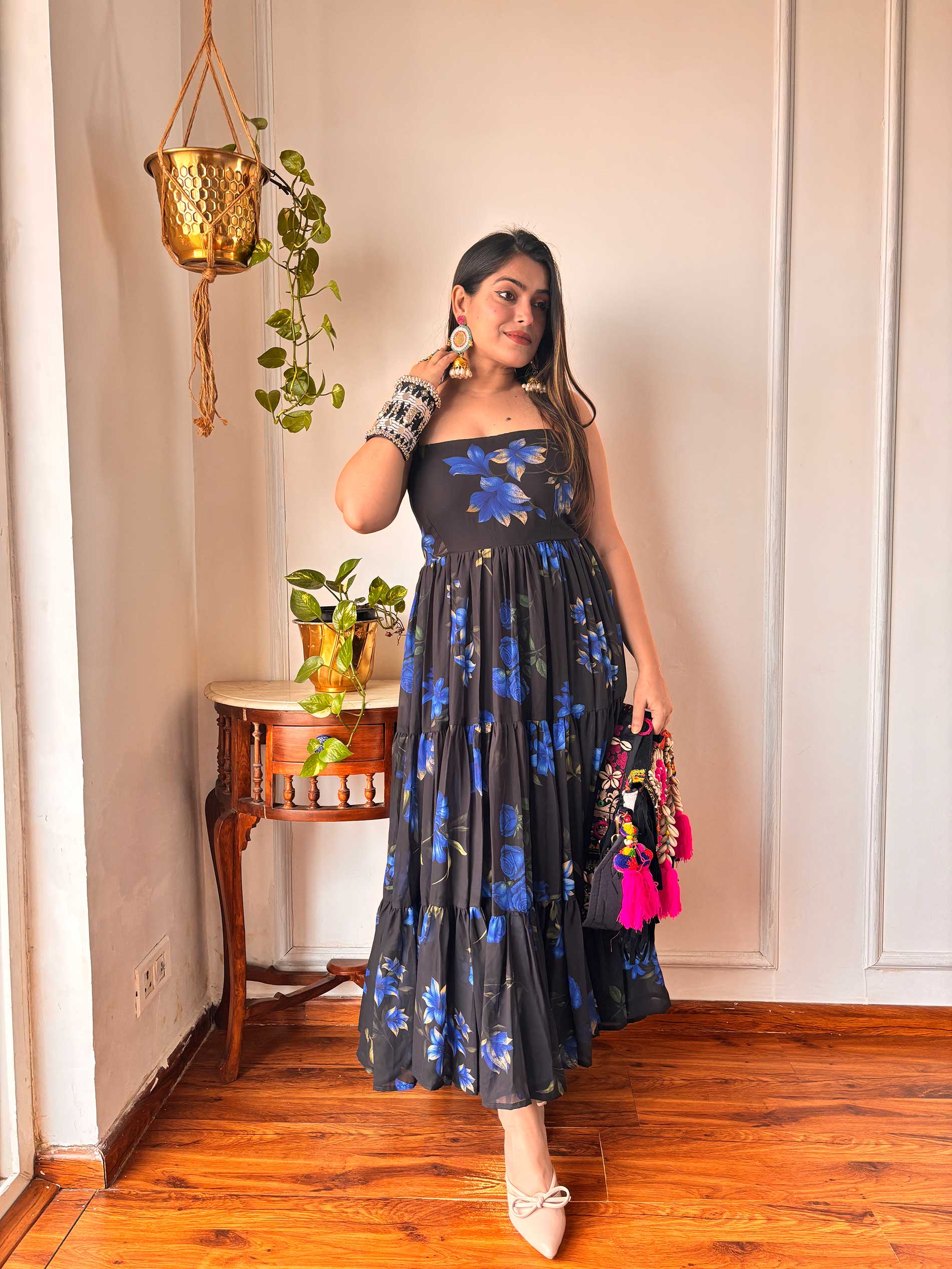 BLACK GORGETTE DRESS