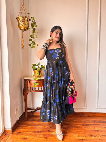BLACK GORGETTE DRESS